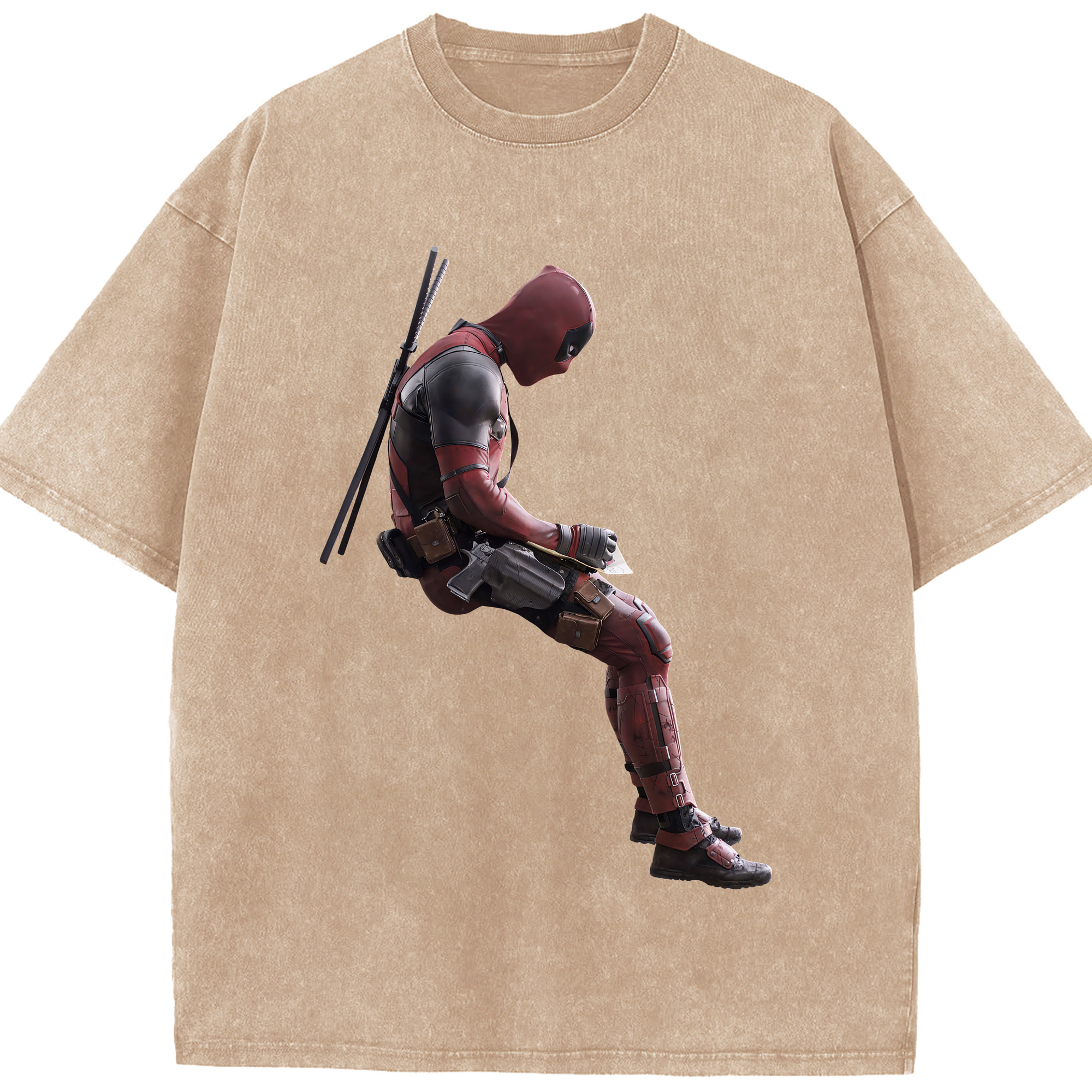 （画像用） Deadpool デッドプール 綿100% ヴィンテージ風 半袖Tシャツ（フロントプリント）