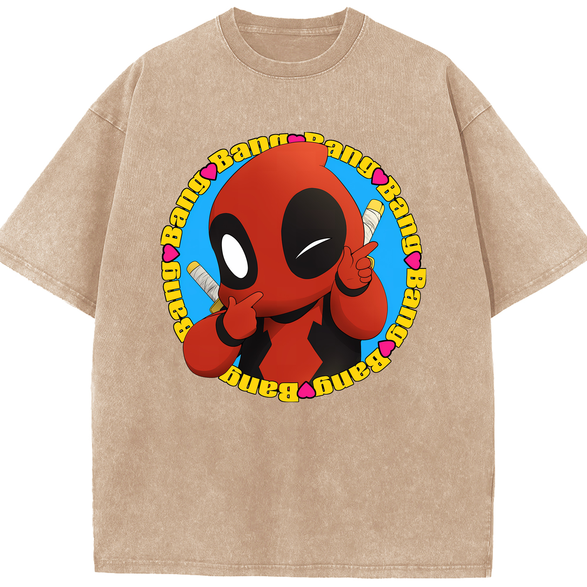 （画像用） Deadpool デッドプール 綿100% ヴィンテージ風 半袖Tシャツ（フロントプリント）