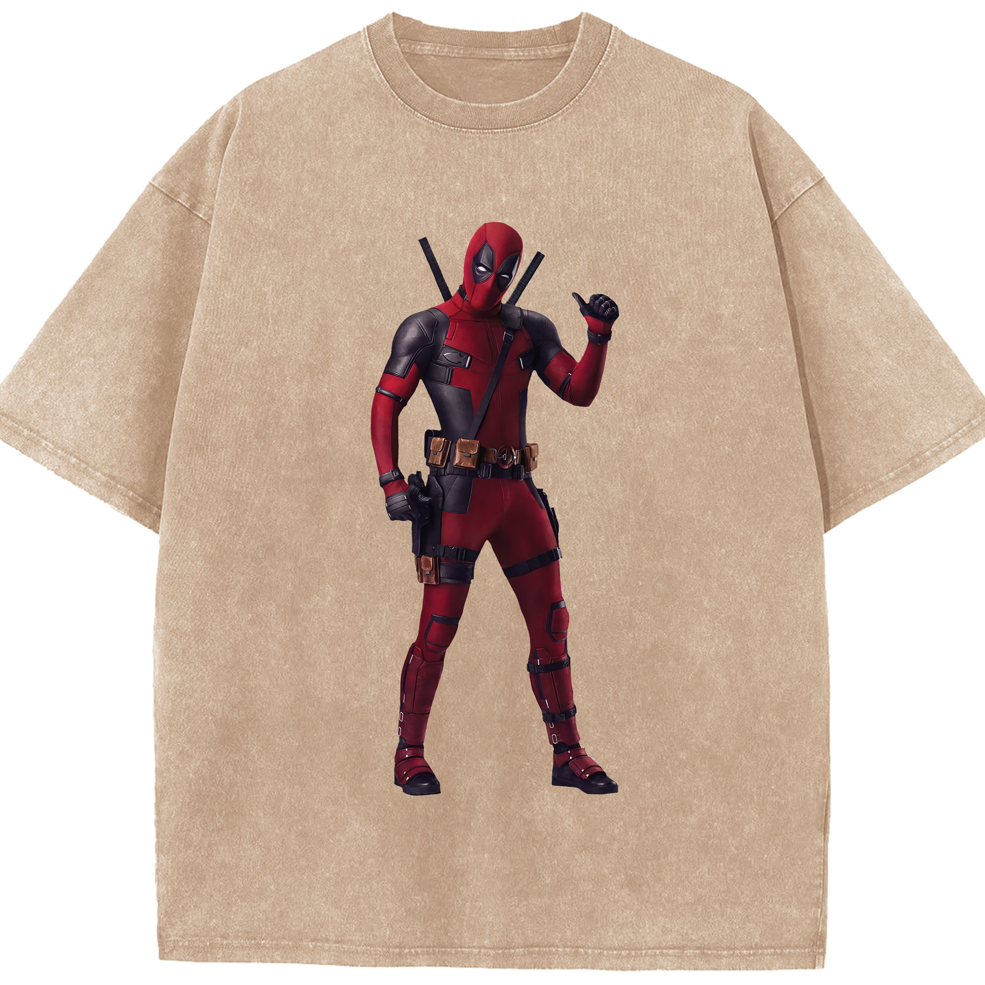（画像用） Deadpool デッドプール 綿100% ヴィンテージ風 半袖Tシャツ（フロントプリント）