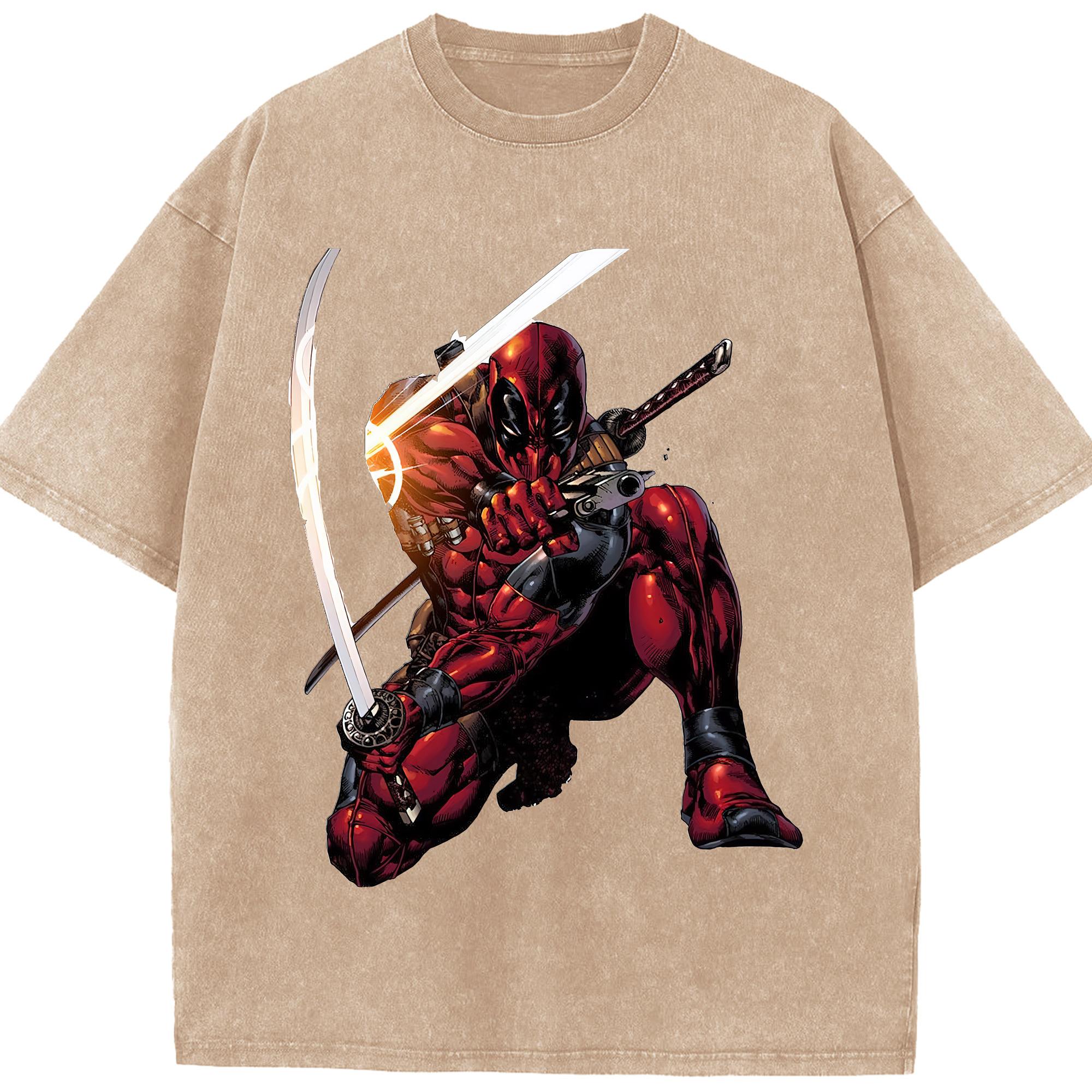 （画像用） Deadpool デッドプール 綿100% ヴィンテージ風 半袖Tシャツ（フロントプリント）