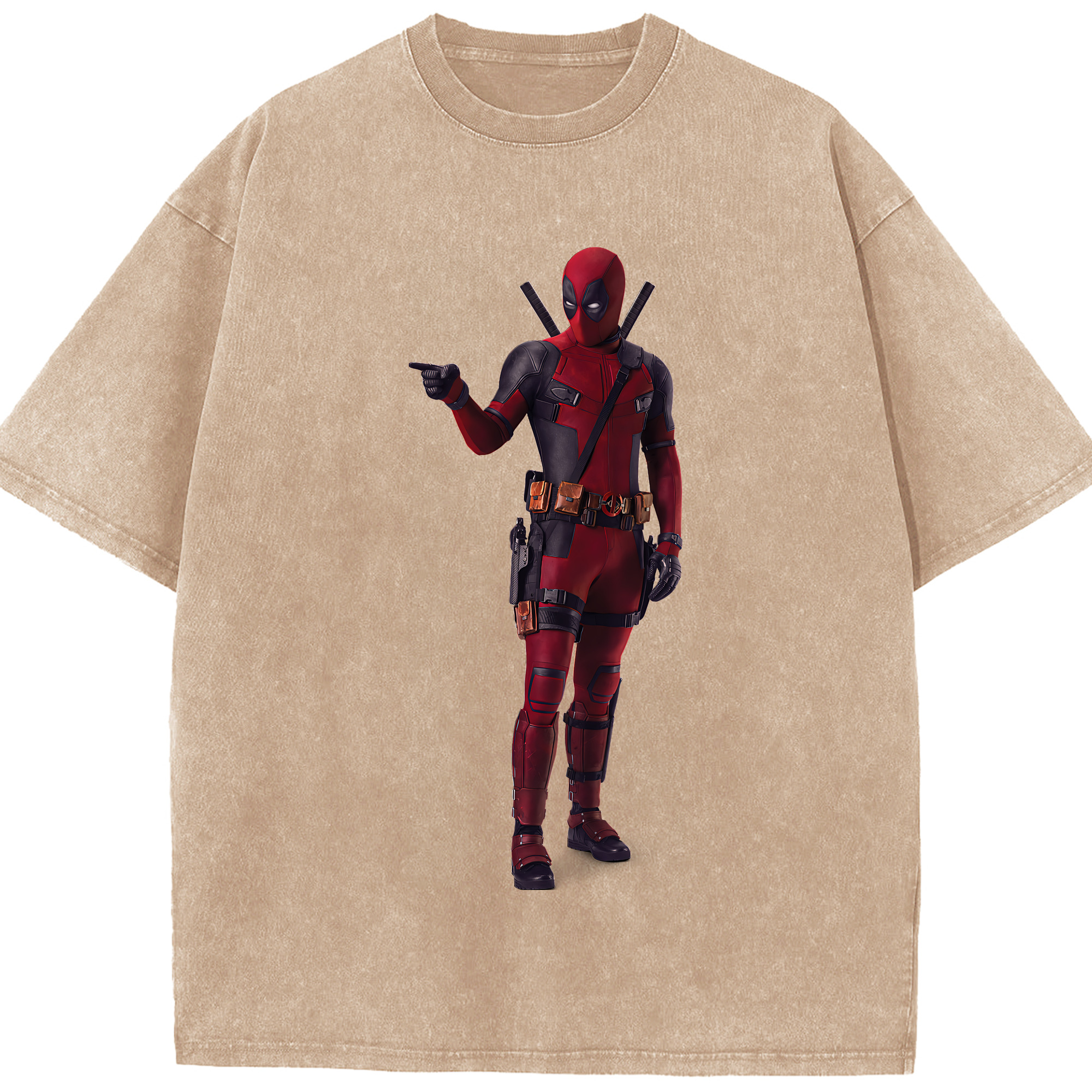 （画像用） Deadpool デッドプール 綿100% ヴィンテージ風 半袖Tシャツ（フロントプリント）