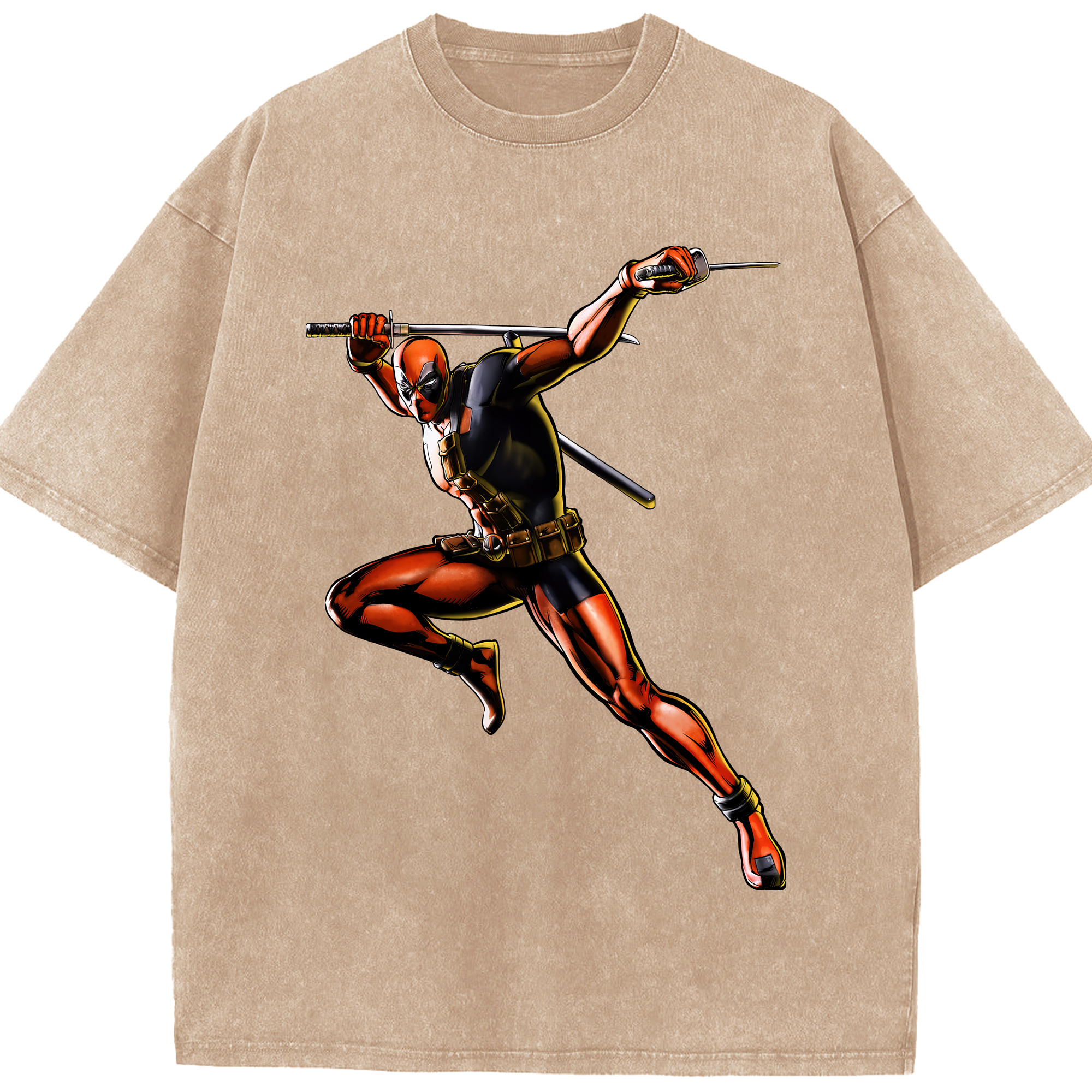 （画像用） Deadpool デッドプール 綿100% ヴィンテージ風 半袖Tシャツ（フロントプリント）