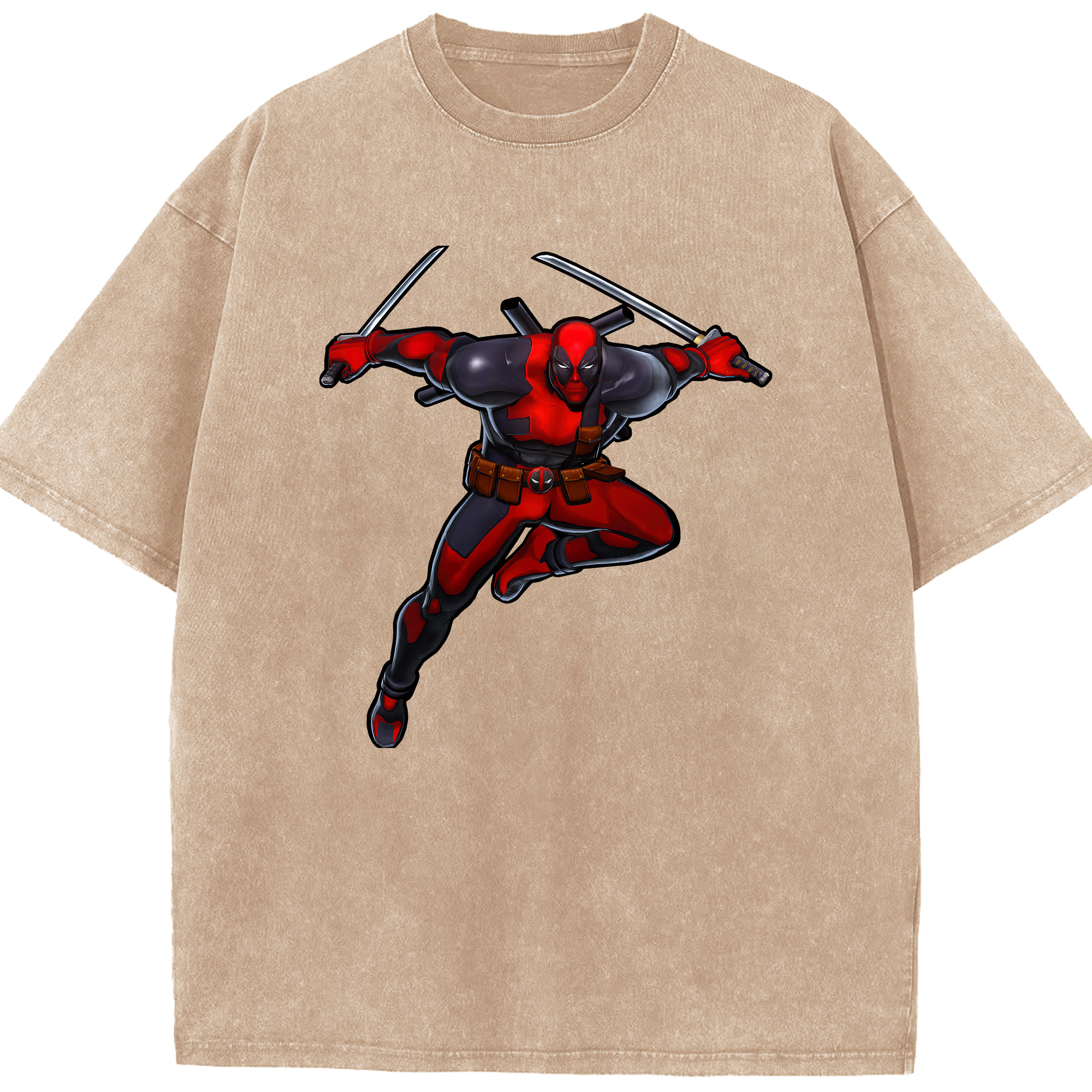 （画像用） Deadpool デッドプール 綿100% ヴィンテージ風 半袖Tシャツ（フロントプリント）