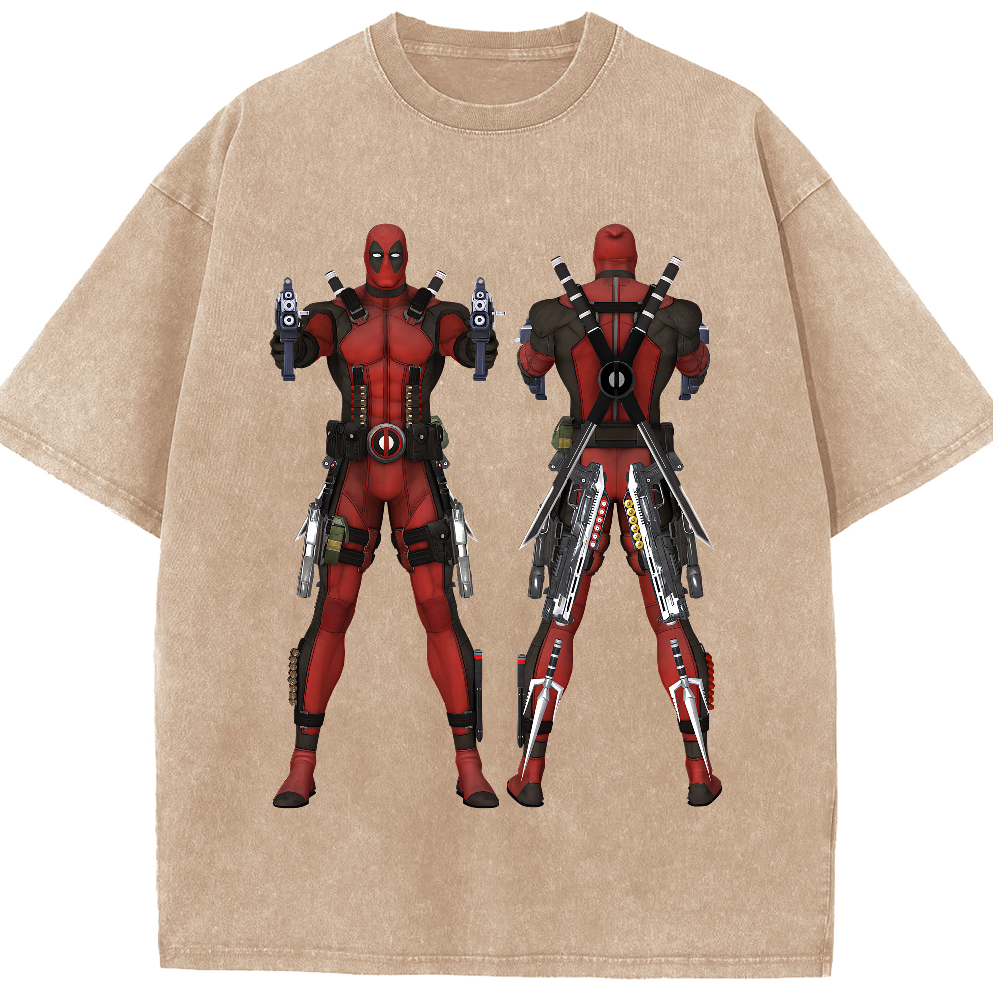 （画像用） Deadpool デッドプール 綿100% ヴィンテージ風 半袖Tシャツ（フロントプリント）