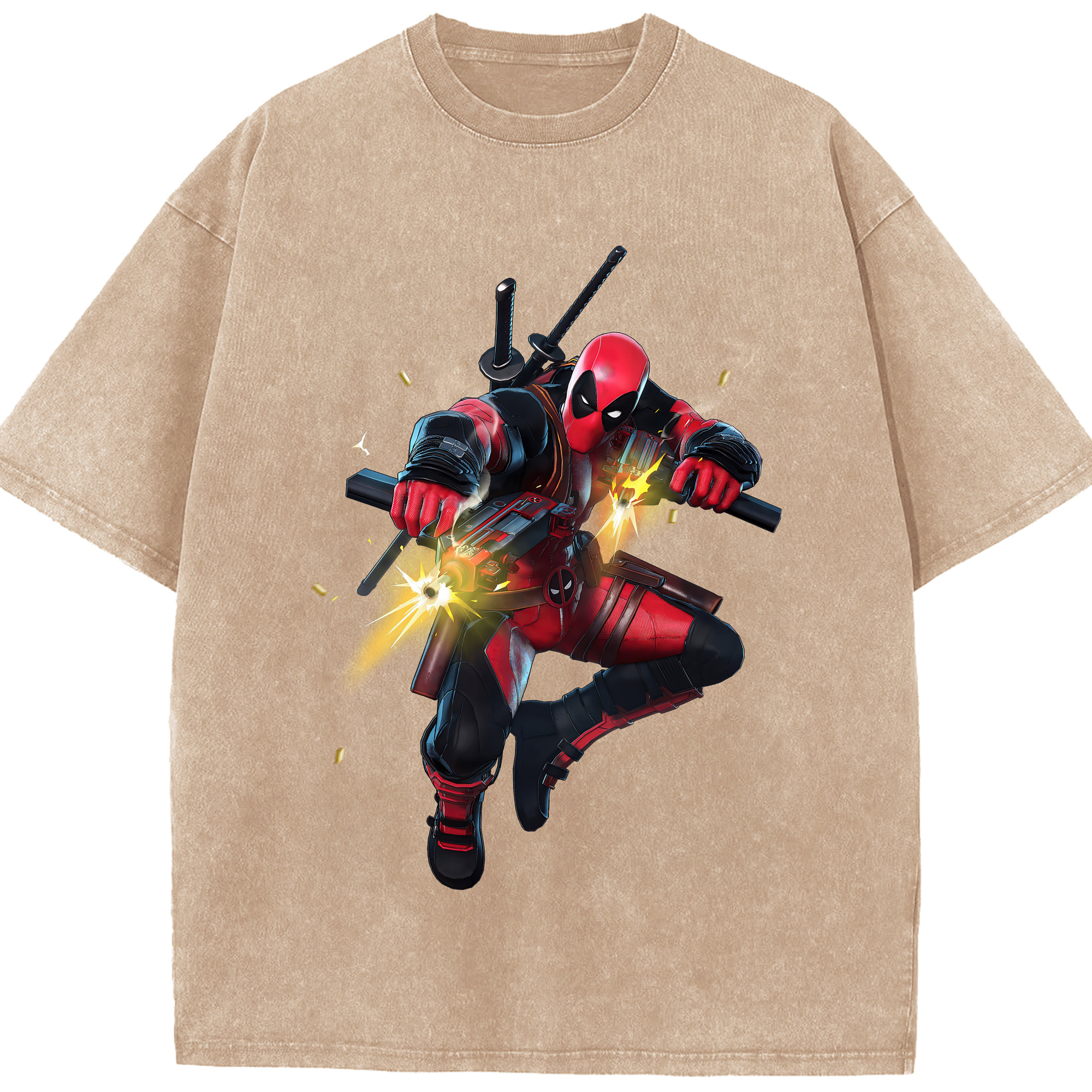 （画像用） Deadpool デッドプール 綿100% ヴィンテージ風 半袖Tシャツ（フロントプリント）