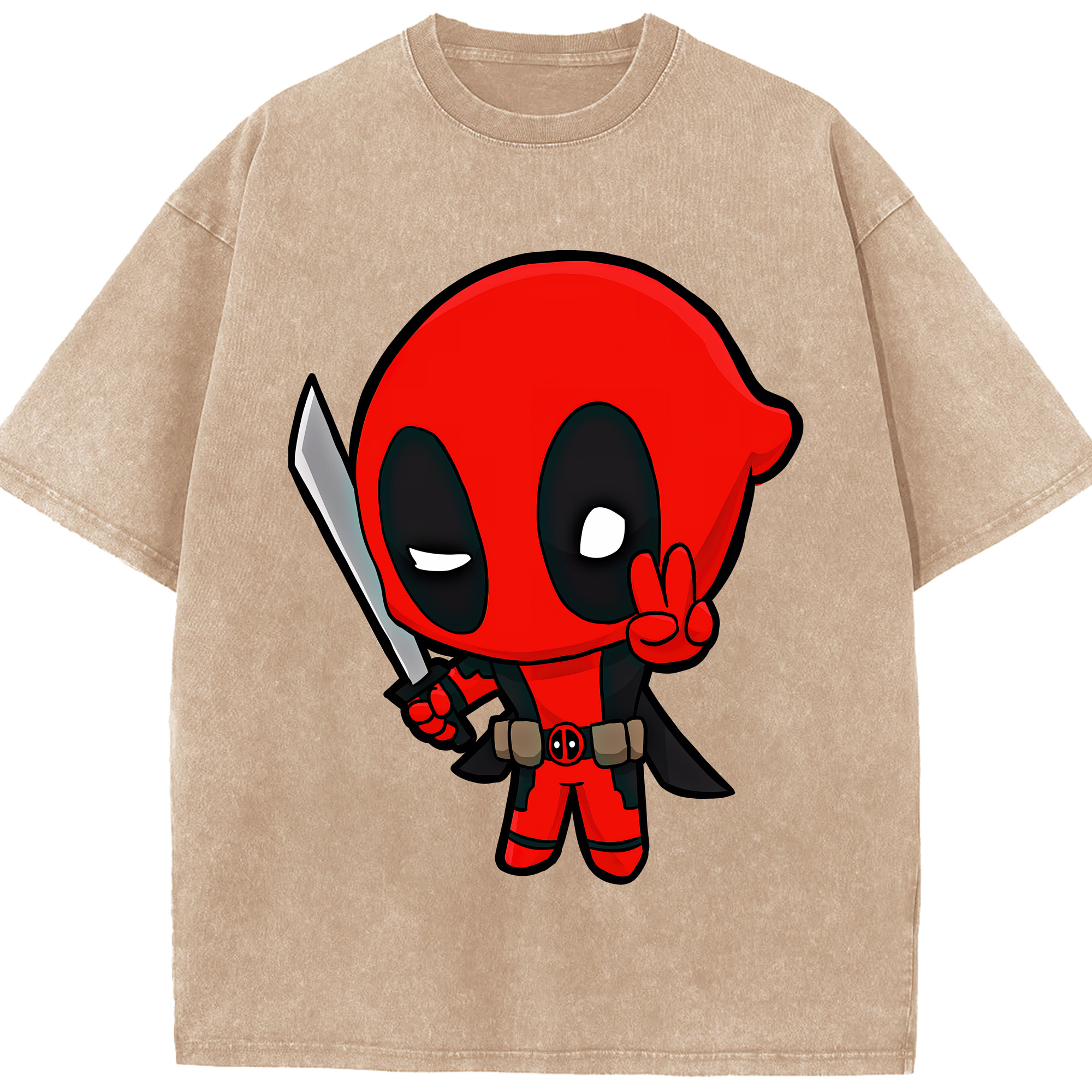 （画像用） Deadpool デッドプール 綿100% ヴィンテージ風 半袖Tシャツ（フロントプリント）