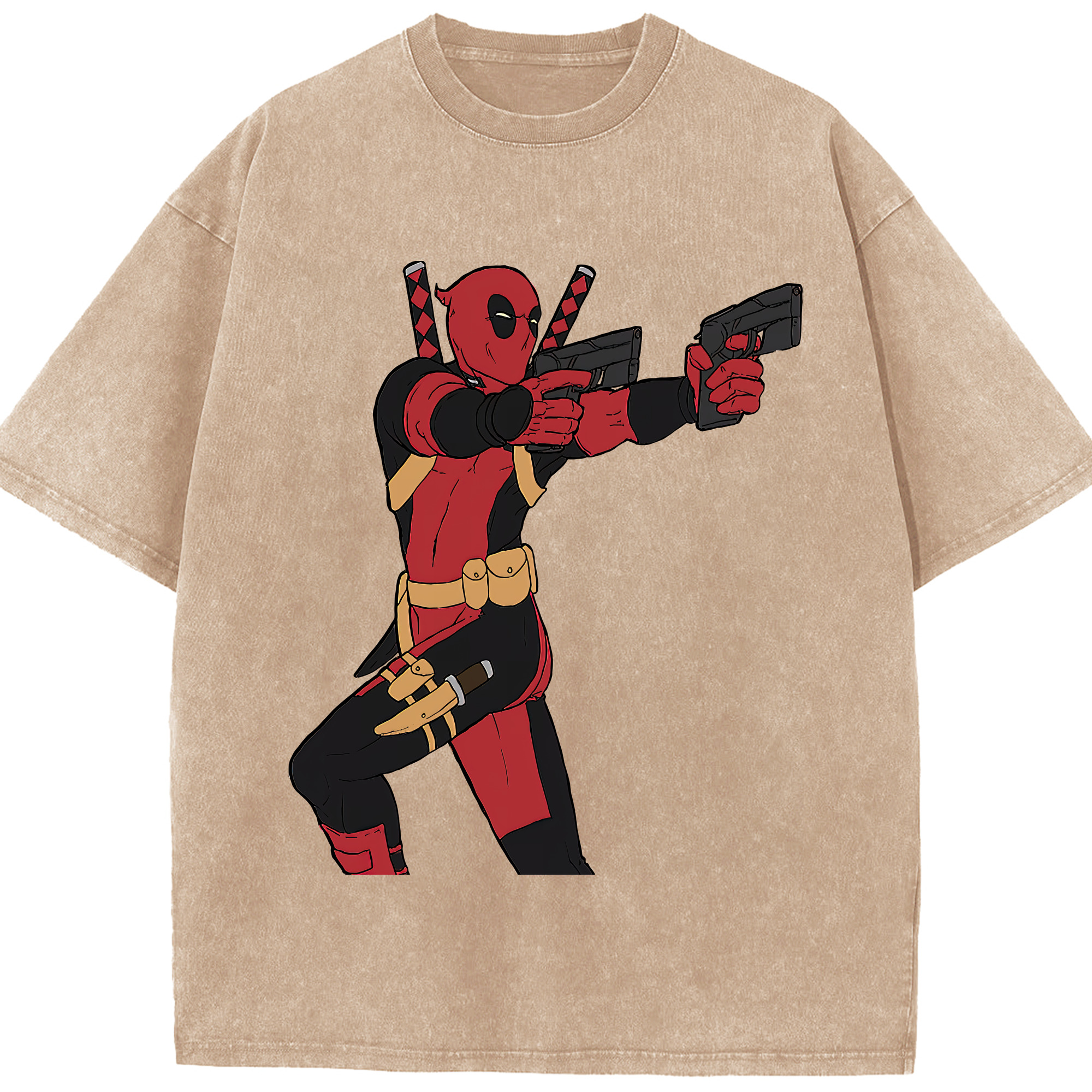 （画像用） Deadpool デッドプール 綿100% ヴィンテージ風 半袖Tシャツ（フロントプリント）