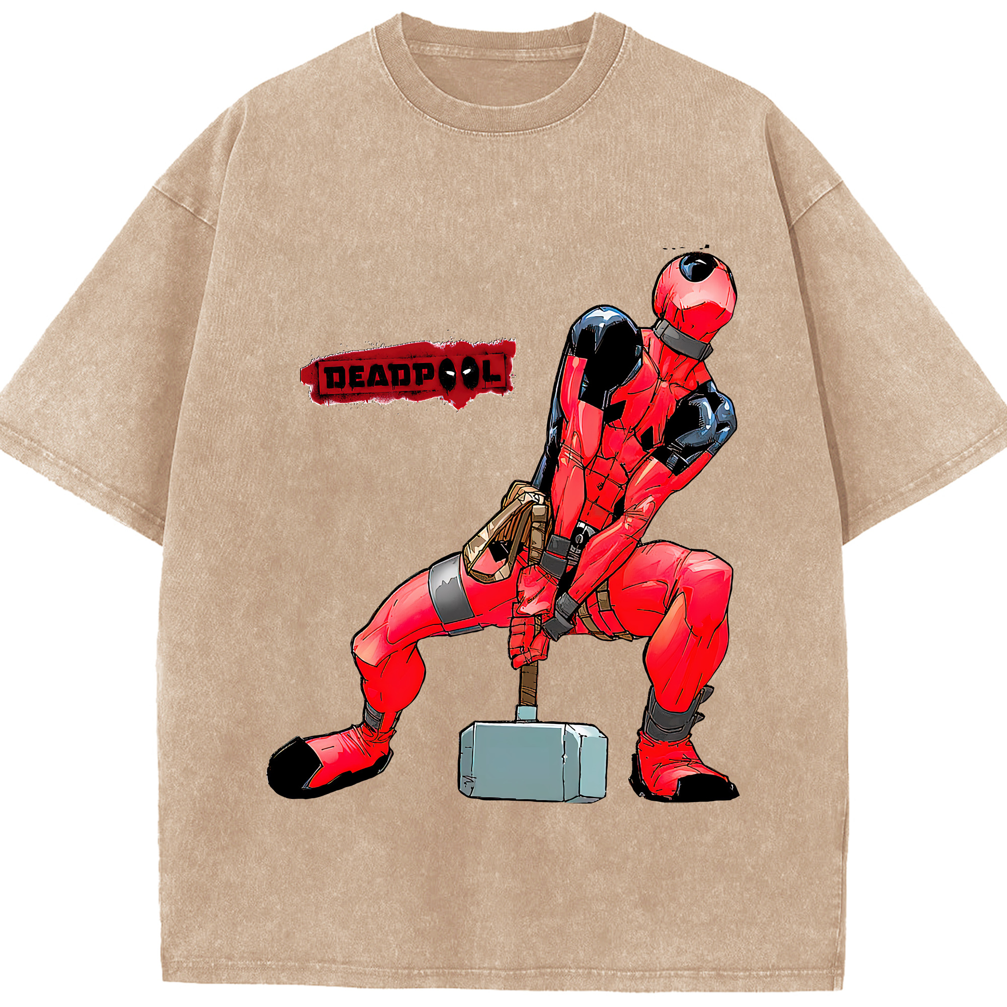 （画像用） Deadpool デッドプール 綿100% ヴィンテージ風 半袖Tシャツ（フロントプリント）