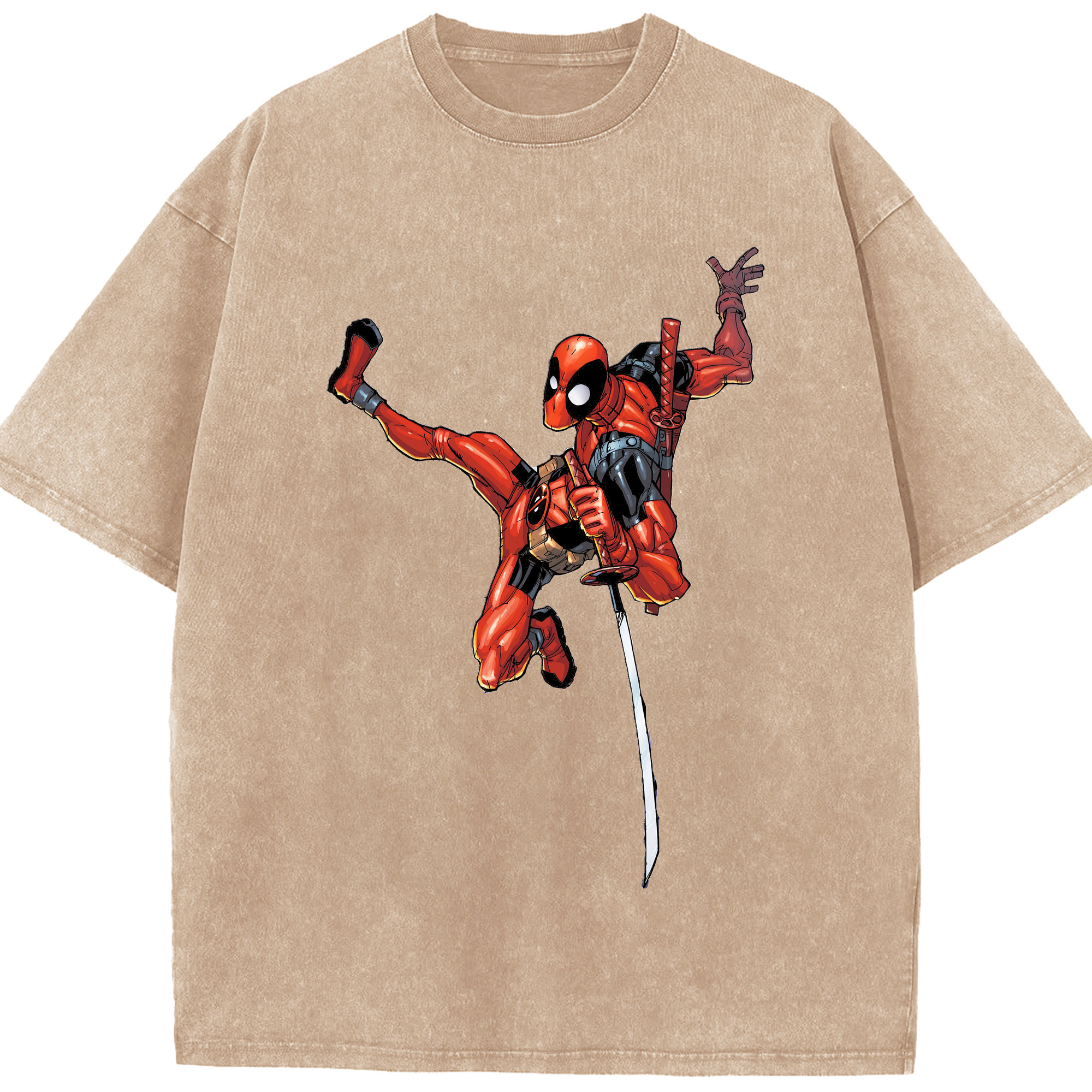 （画像用） Deadpool デッドプール 綿100% ヴィンテージ風 半袖Tシャツ（フロントプリント）