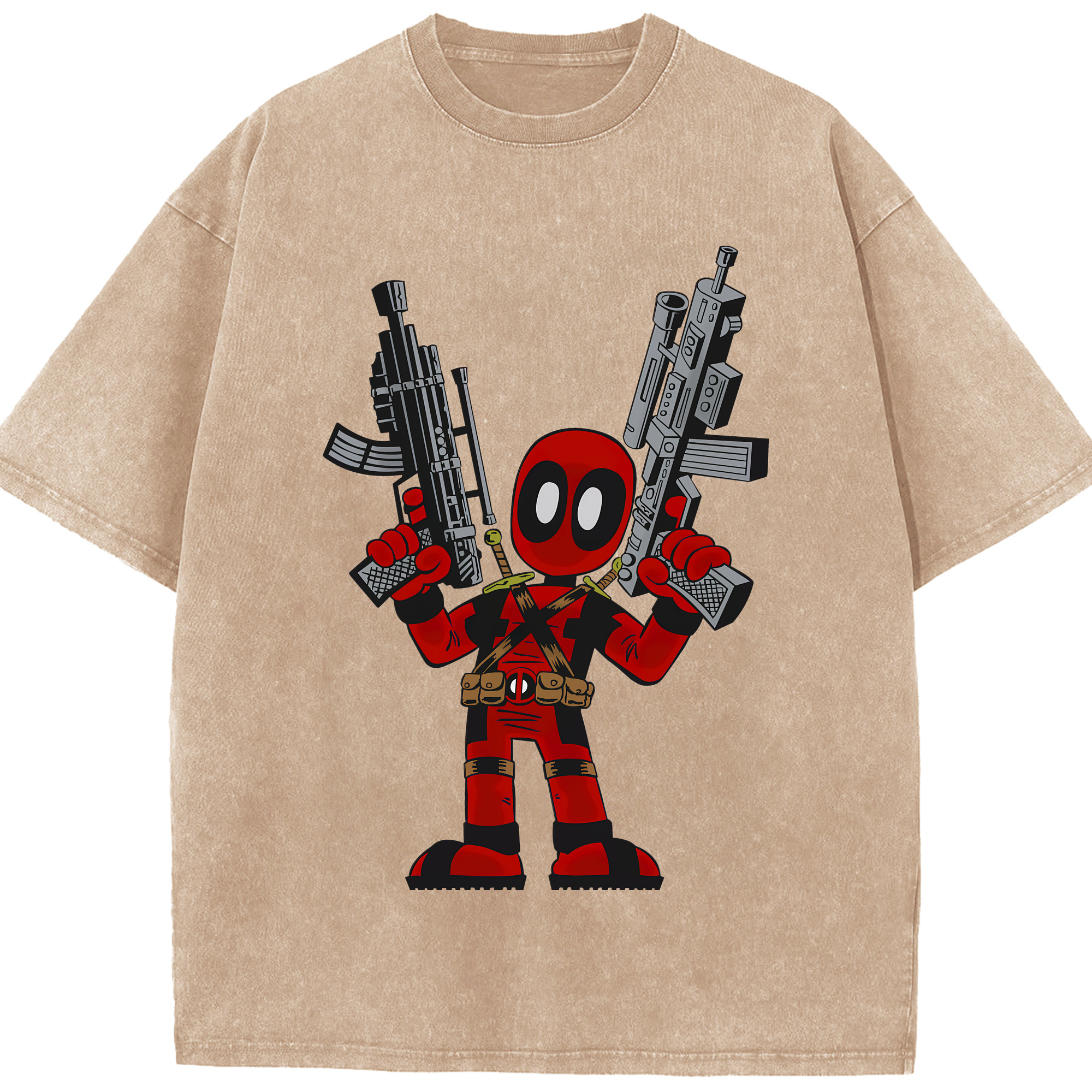 （画像用） Deadpool デッドプール 綿100% ヴィンテージ風 半袖Tシャツ（フロントプリント）
