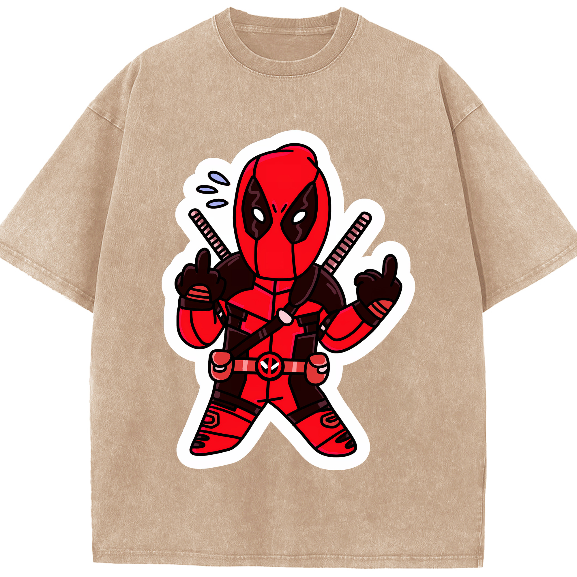（画像用） Deadpool デッドプール 綿100% ヴィンテージ風 半袖Tシャツ（フロントプリント）