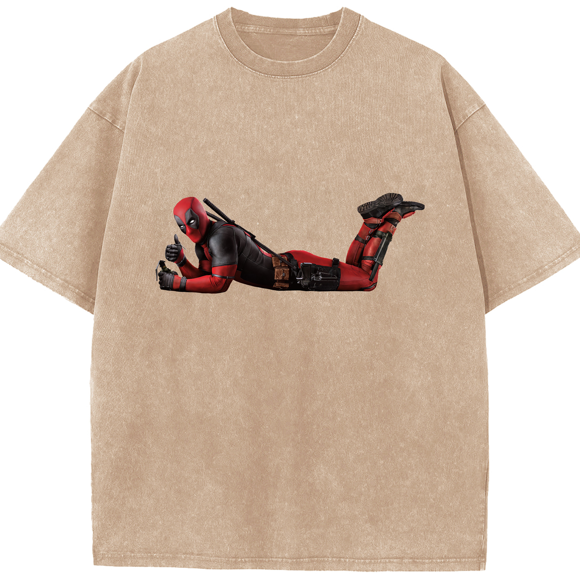 （画像用） Deadpool デッドプール 綿100% ヴィンテージ風 半袖Tシャツ（フロントプリント）