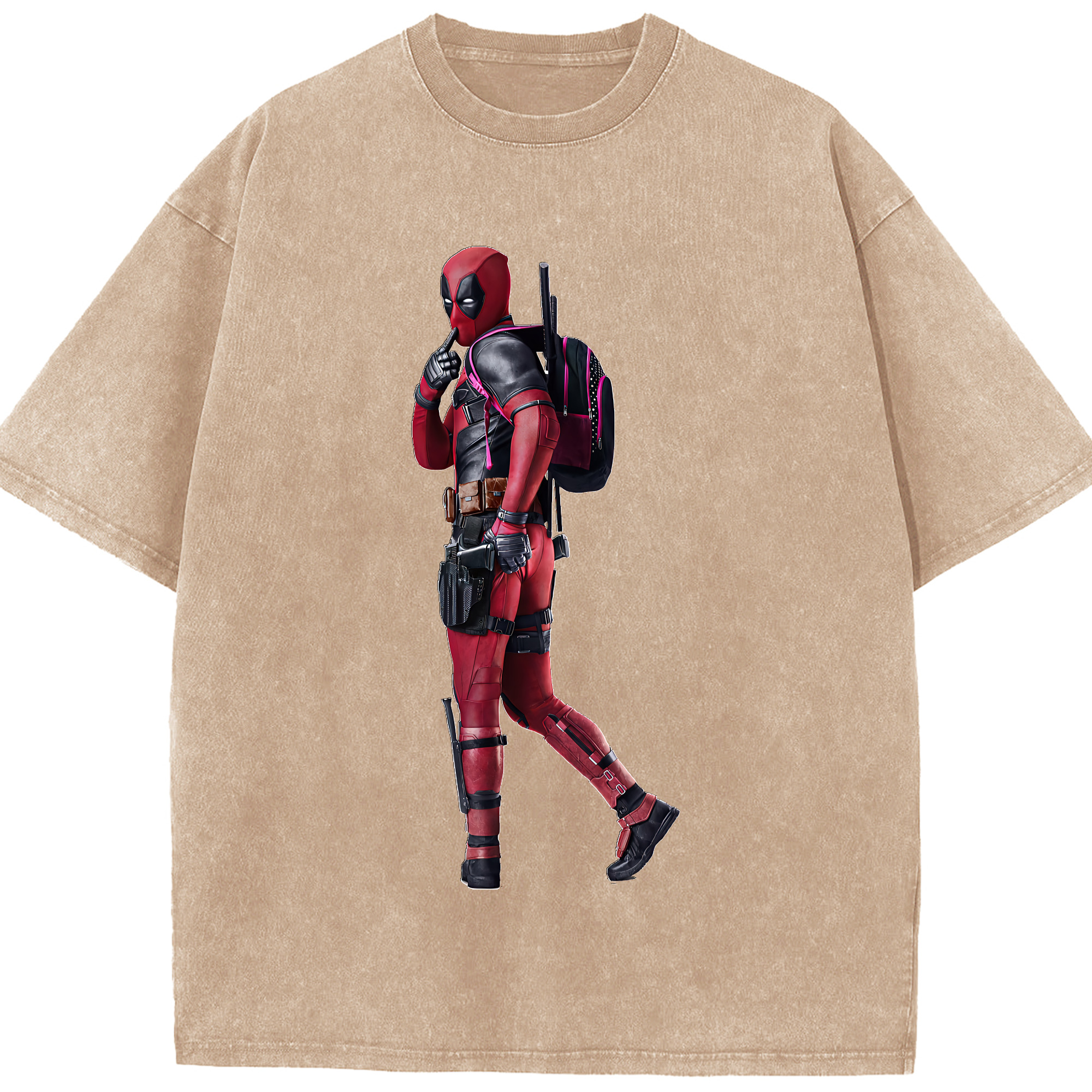 （画像用） Deadpool デッドプール 綿100% ヴィンテージ風 半袖Tシャツ（フロントプリント）