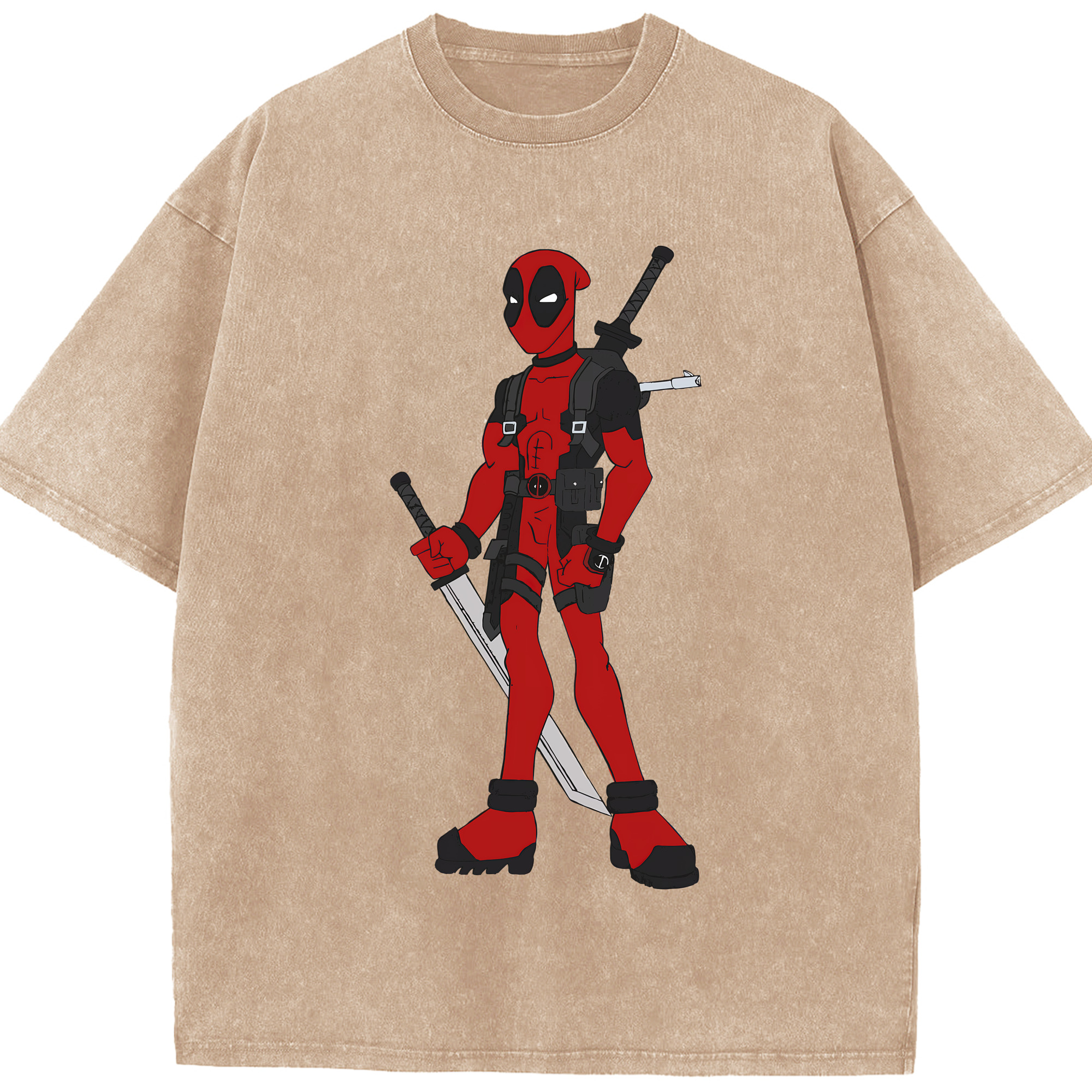 （画像用） Deadpool デッドプール 綿100% ヴィンテージ風 半袖Tシャツ（フロントプリント）