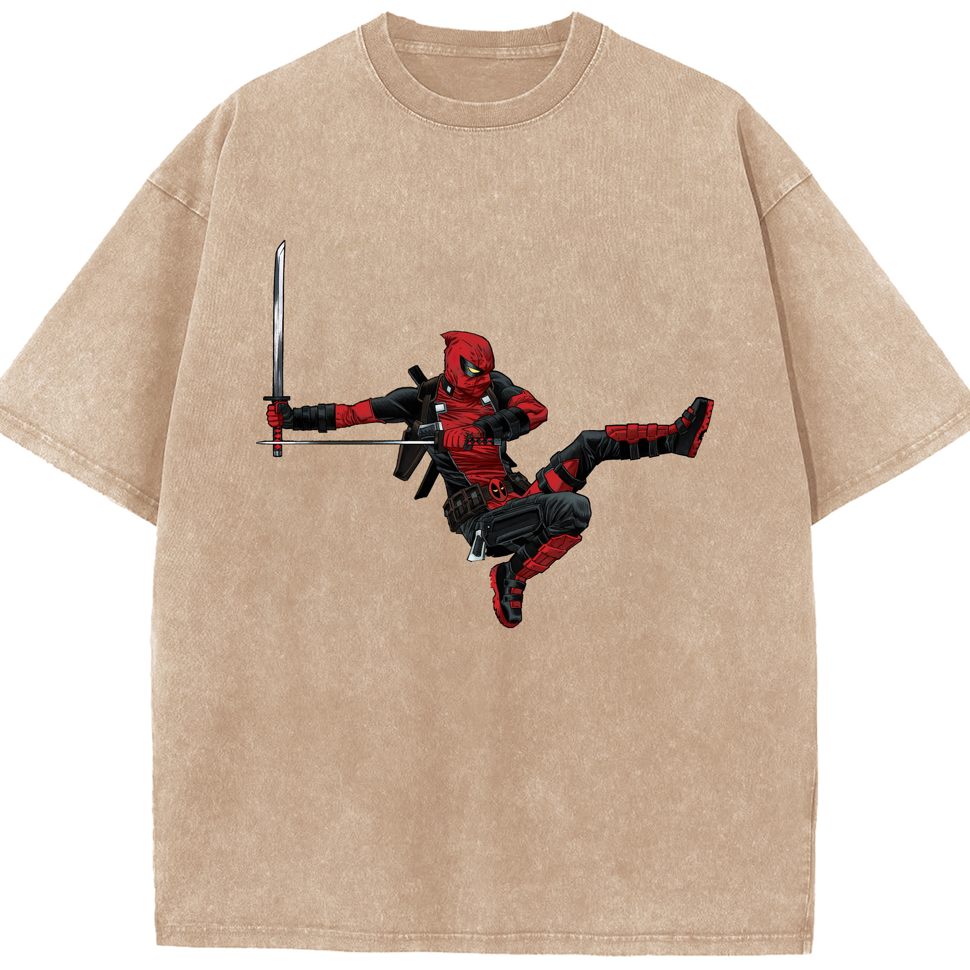 （画像用） Deadpool デッドプール 綿100% ヴィンテージ風 半袖Tシャツ（フロントプリント）