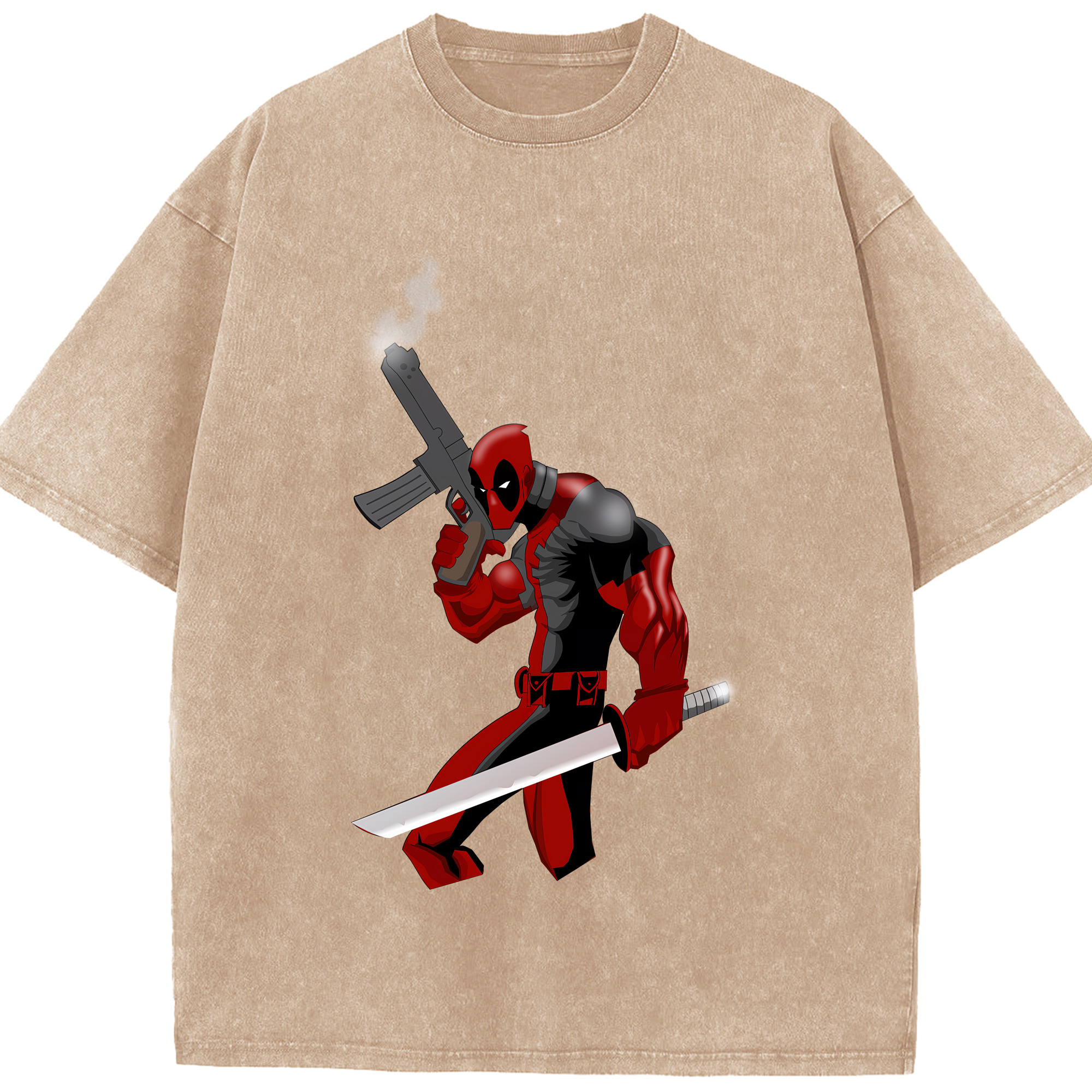 （画像用） Deadpool デッドプール 綿100% ヴィンテージ風 半袖Tシャツ（フロントプリント）