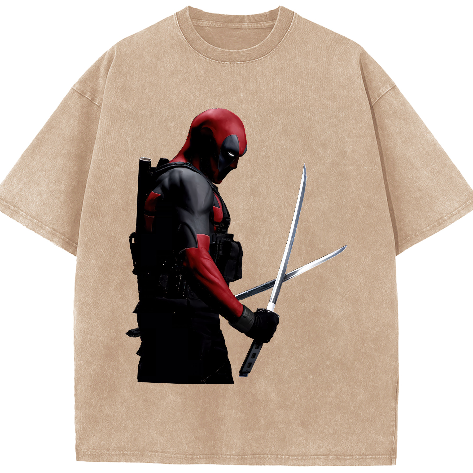 （画像用） Deadpool デッドプール 綿100% ヴィンテージ風 半袖Tシャツ（フロントプリント）