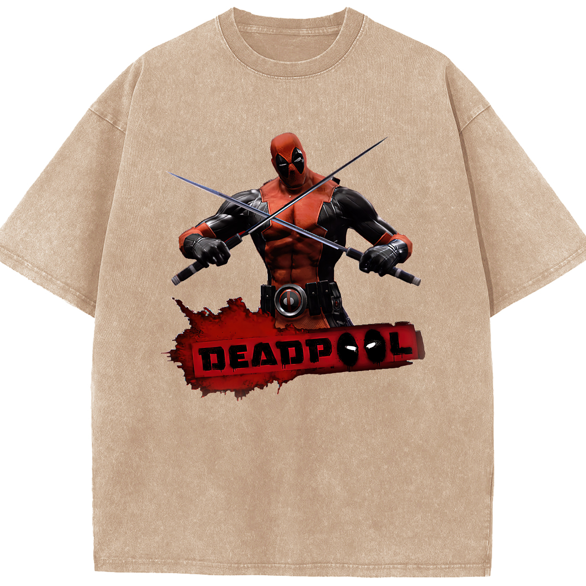 （画像用） Deadpool デッドプール 綿100% ヴィンテージ風 半袖Tシャツ（フロントプリント）