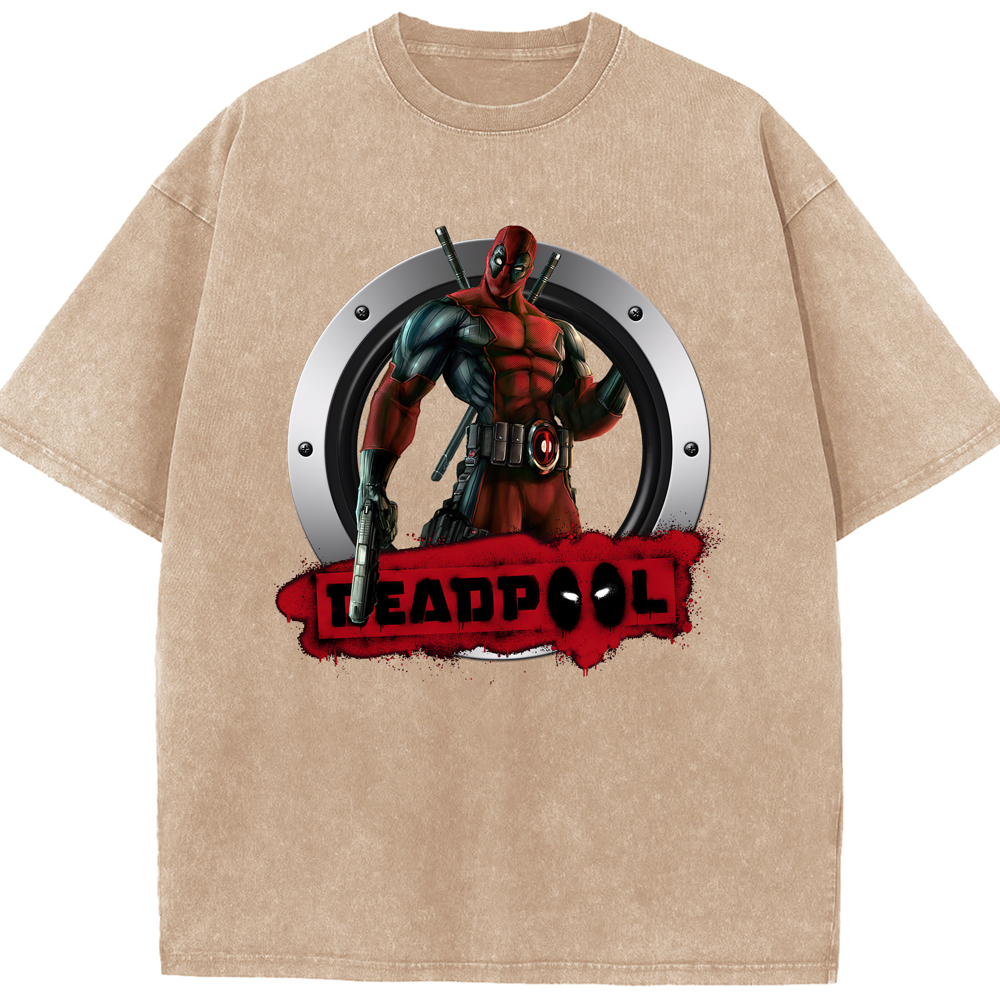 （画像用） Deadpool デッドプール 綿100% ヴィンテージ風 半袖Tシャツ（フロントプリント）