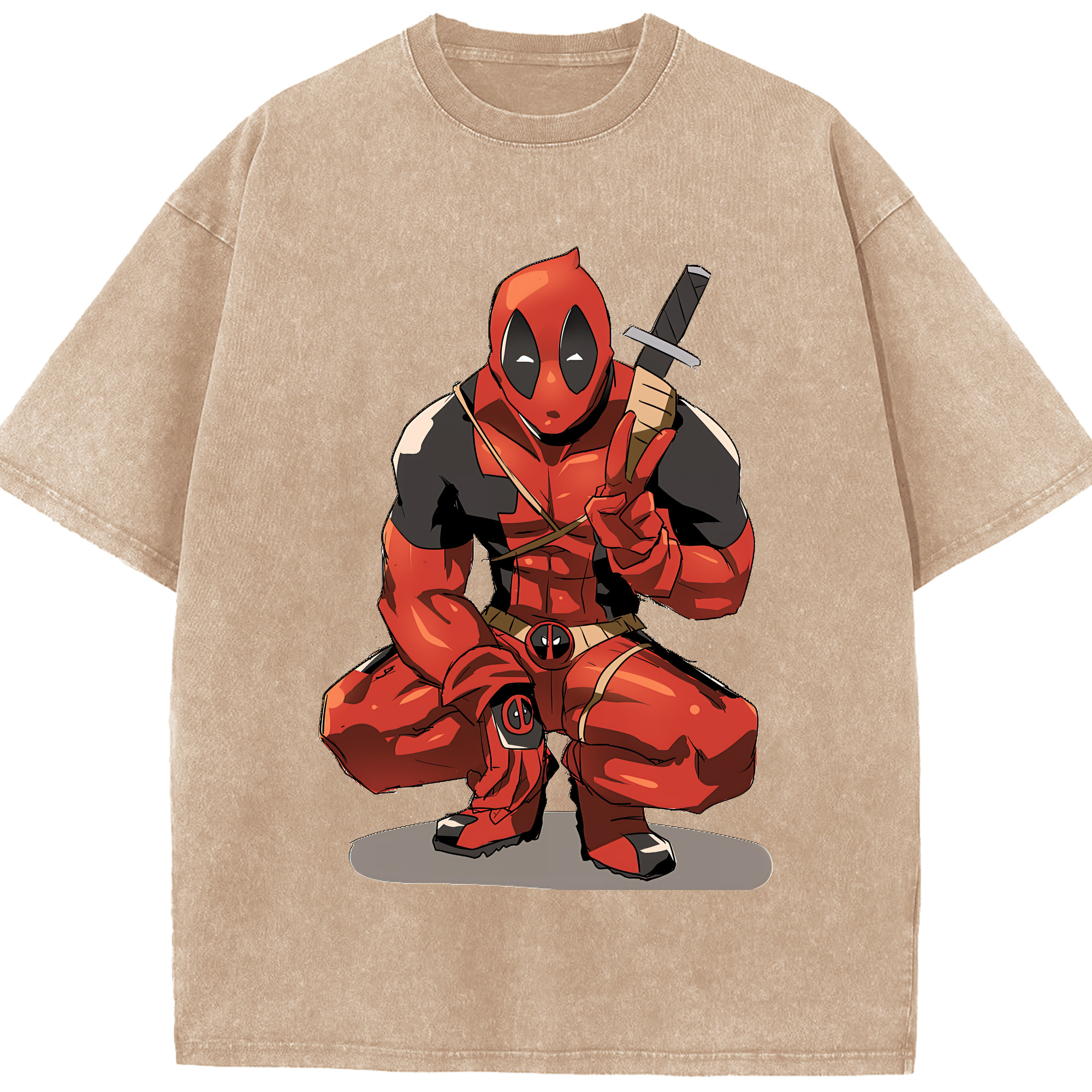 （画像用） Deadpool デッドプール 綿100% ヴィンテージ風 半袖Tシャツ（フロントプリント）