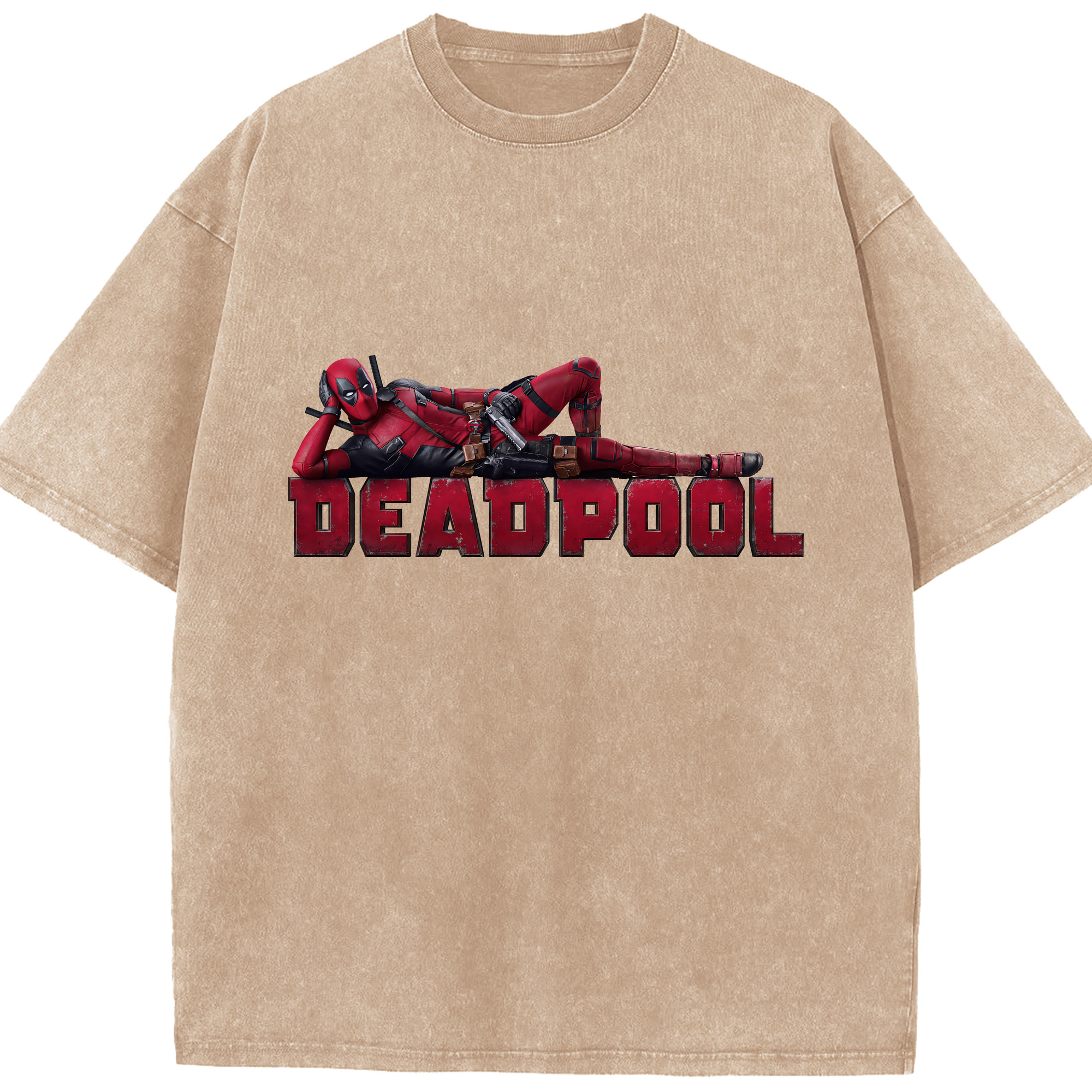 （画像用） Deadpool デッドプール 綿100% ヴィンテージ風 半袖Tシャツ（フロントプリント）