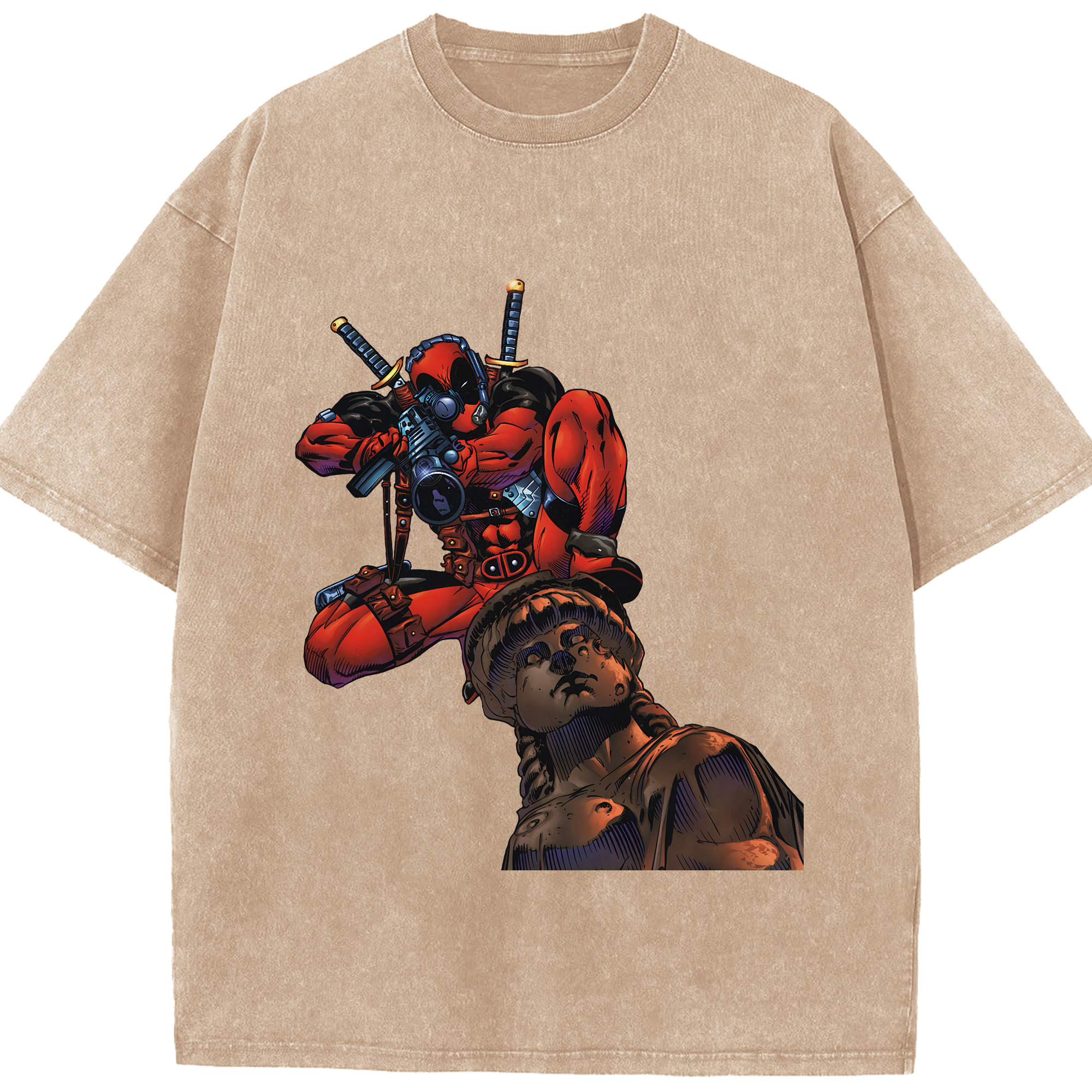 （画像用） Deadpool デッドプール 綿100% ヴィンテージ風 半袖Tシャツ（フロントプリント）