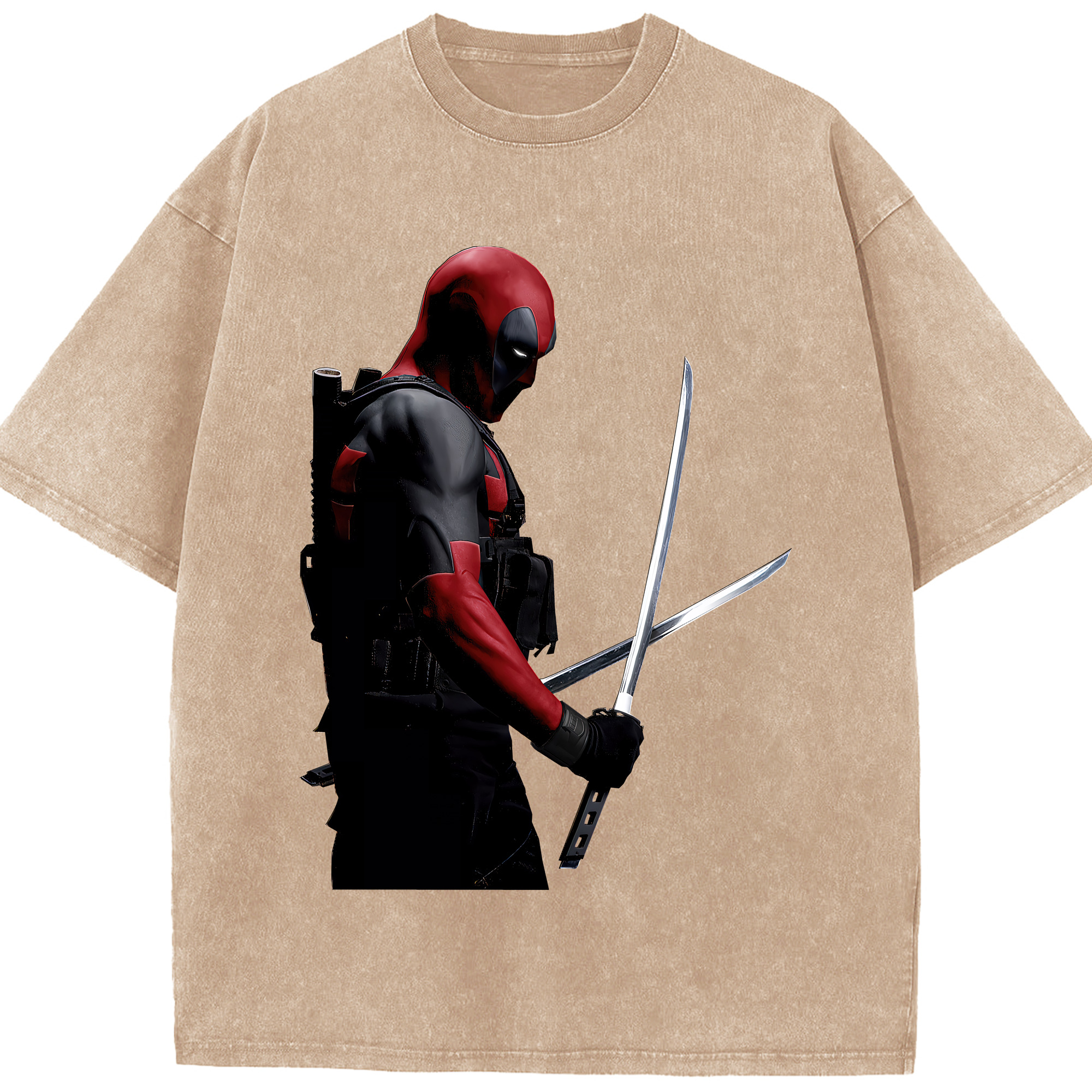 （画像用） Deadpool デッドプール 綿100% ヴィンテージ風 半袖Tシャツ（フロントプリント）