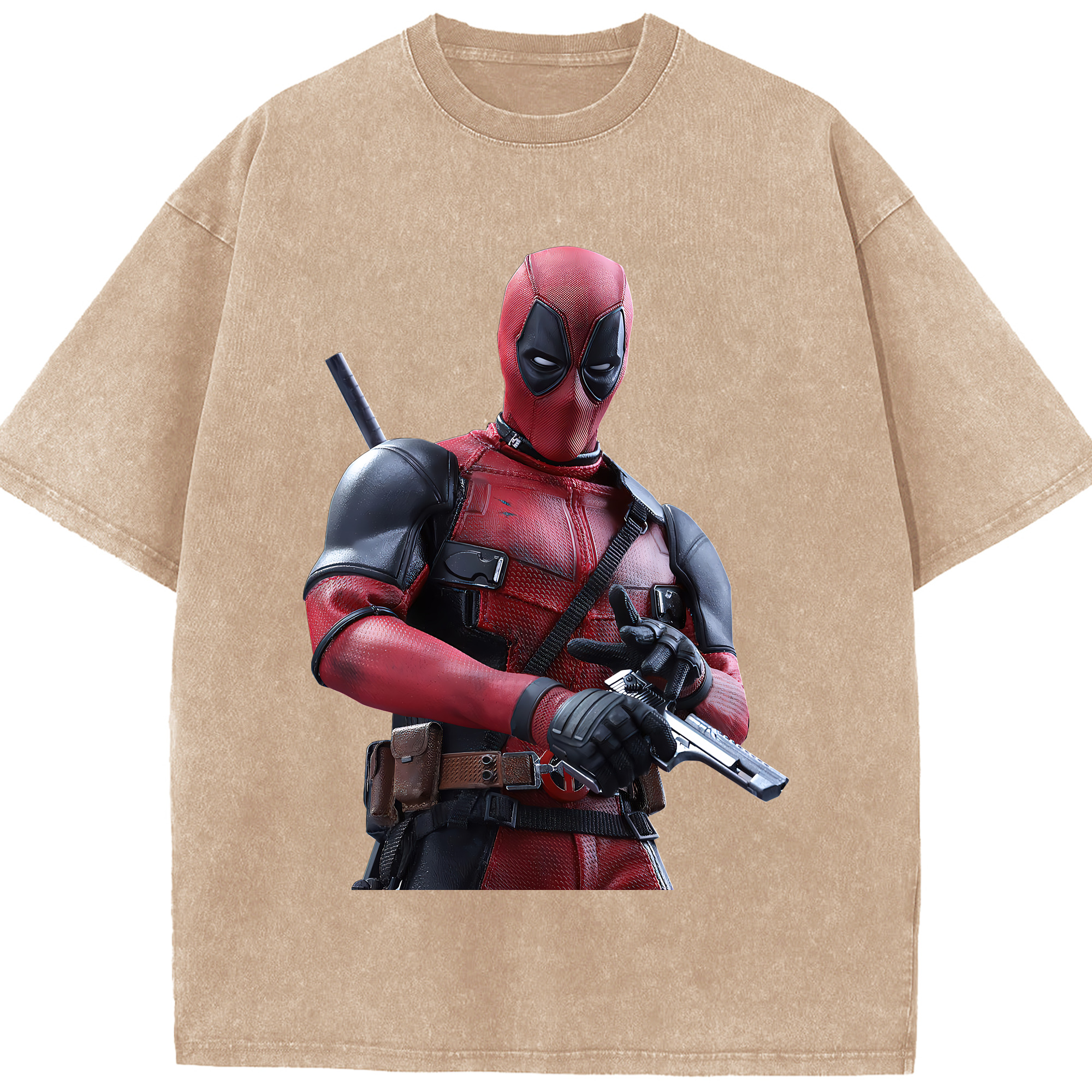 （画像用） Deadpool デッドプール 綿100% ヴィンテージ風 半袖Tシャツ（フロントプリント）