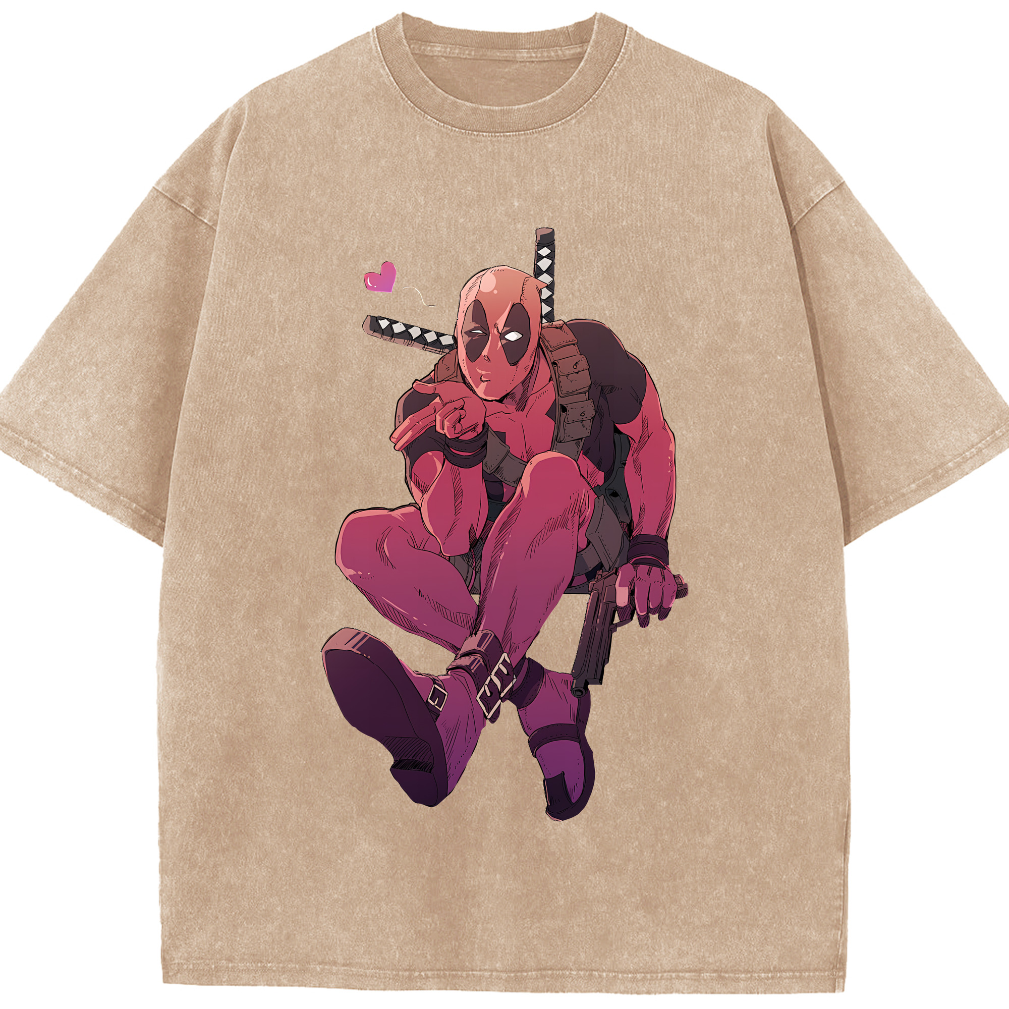 （画像用） Deadpool デッドプール 綿100% ヴィンテージ風 半袖Tシャツ（フロントプリント）