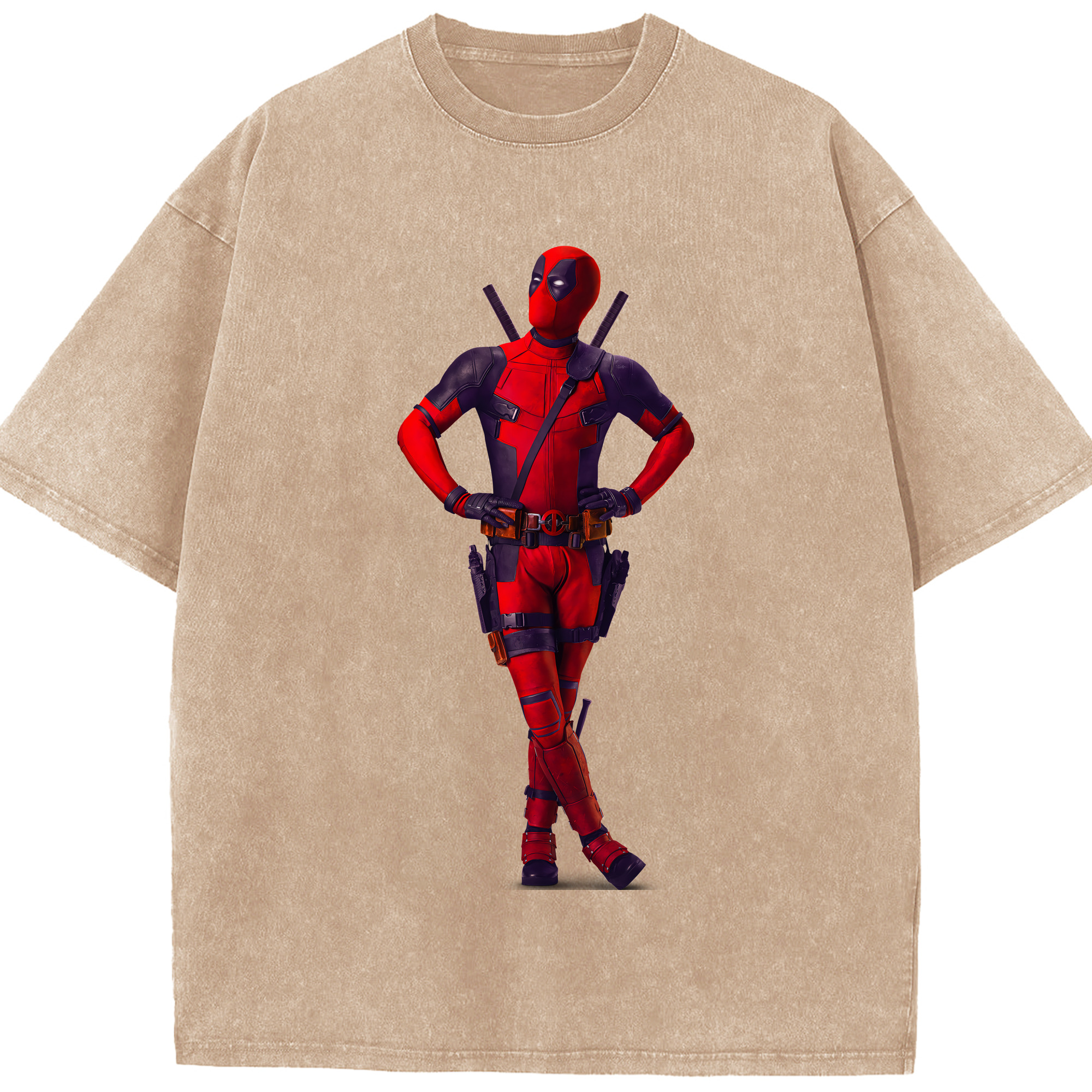 （画像用） Deadpool デッドプール 綿100% ヴィンテージ風 半袖Tシャツ（フロントプリント）