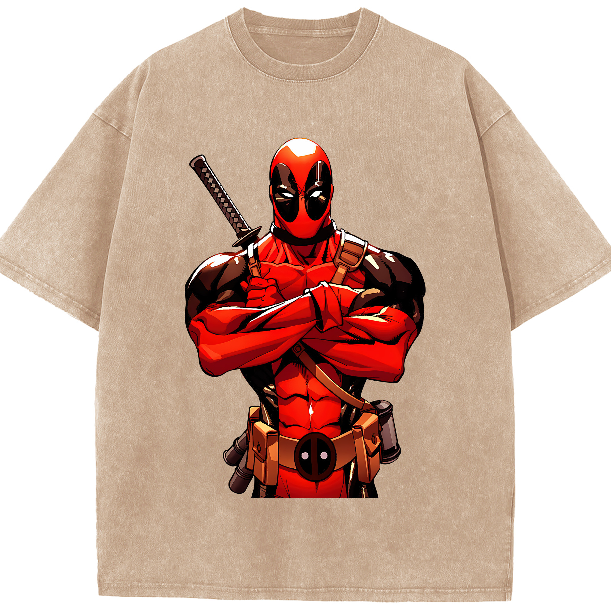 （画像用） Deadpool デッドプール 綿100% ヴィンテージ風 半袖Tシャツ（フロントプリント）