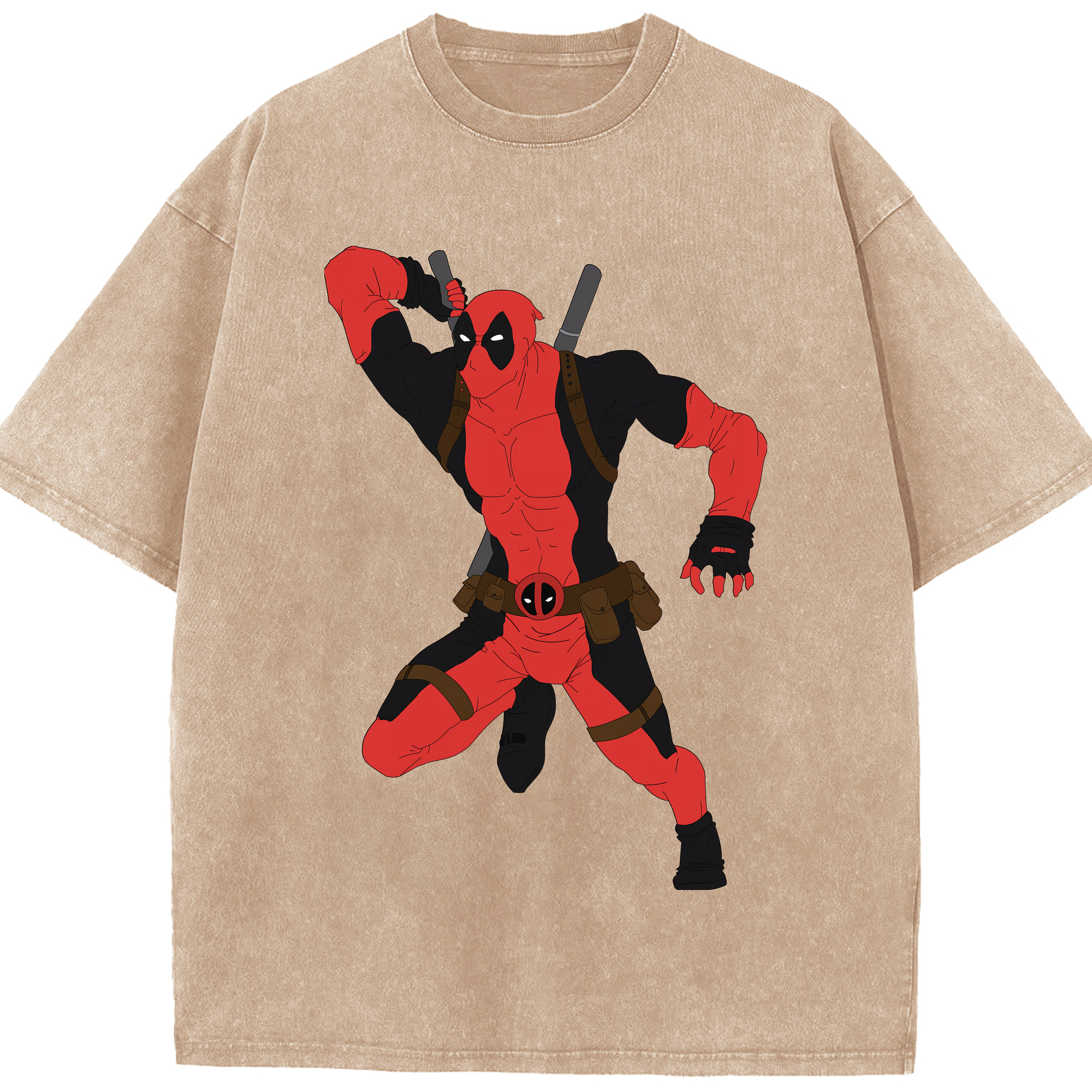 （画像用） Deadpool デッドプール 綿100% ヴィンテージ風 半袖Tシャツ（フロントプリント）
