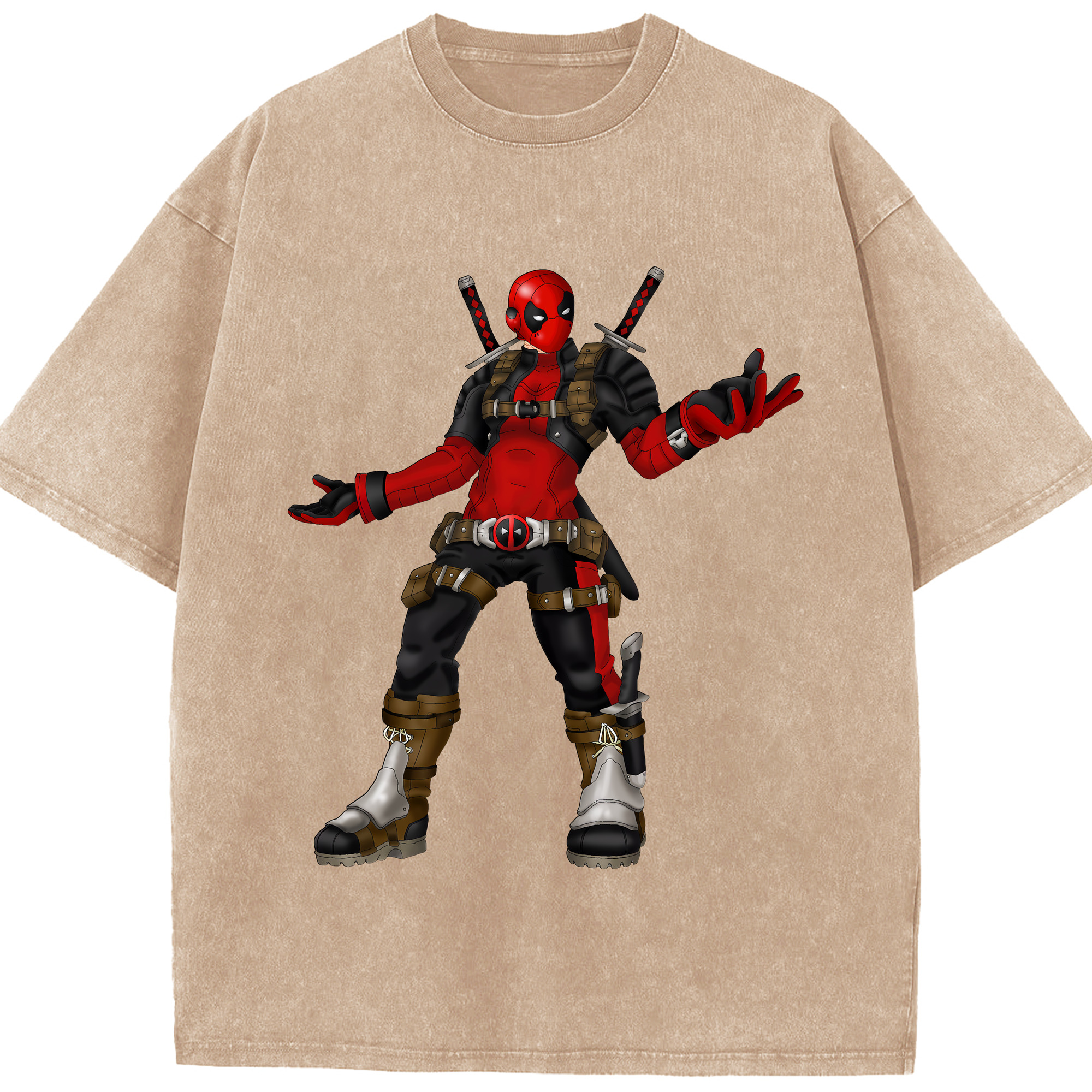 （画像用） Deadpool デッドプール 綿100% ヴィンテージ風 半袖Tシャツ（フロントプリント）