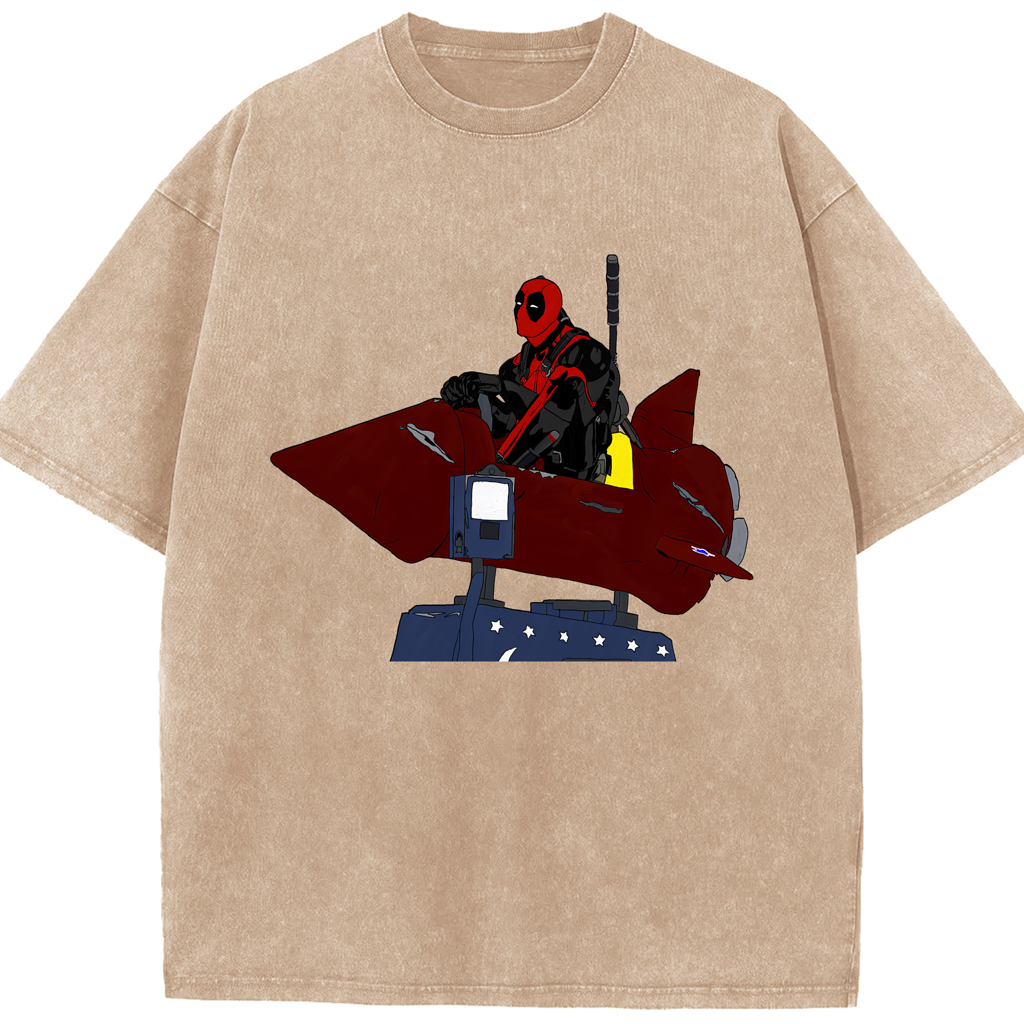 （画像用） Deadpool デッドプール 綿100% ヴィンテージ風 半袖Tシャツ（フロントプリント）