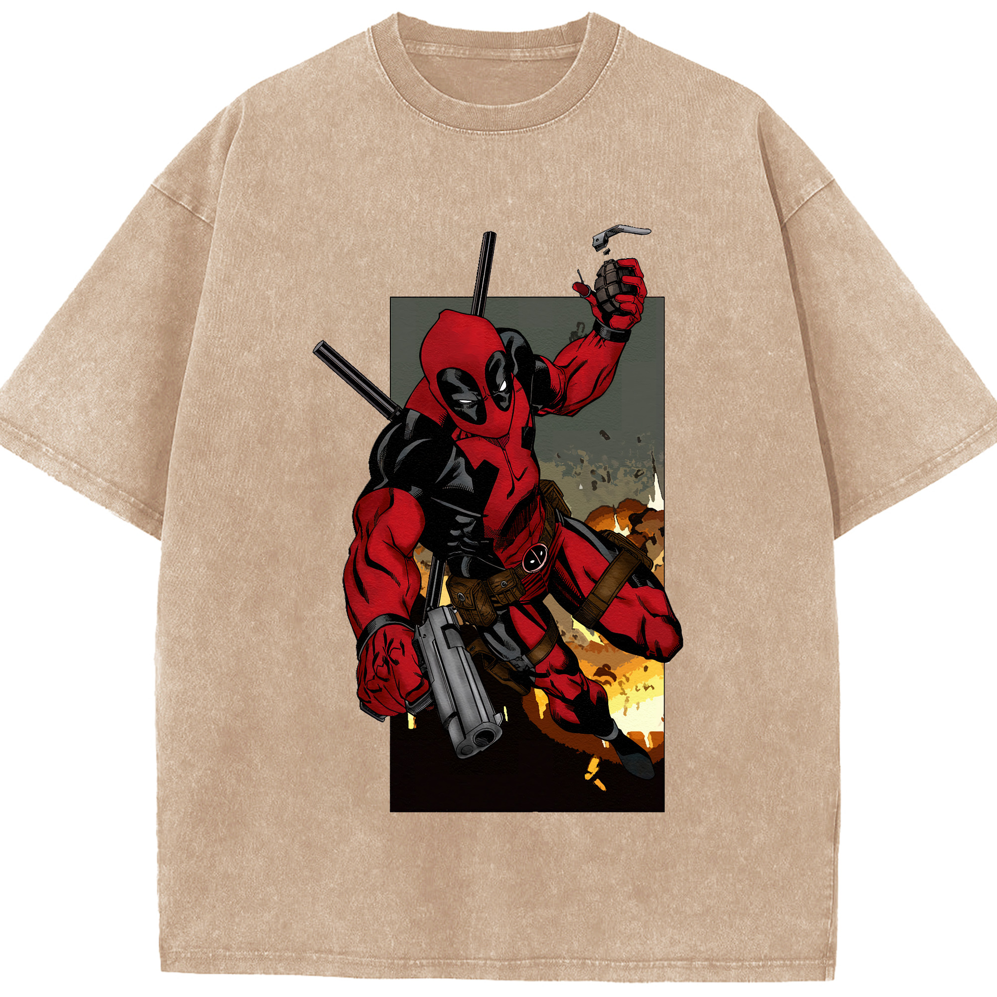 （画像用） Deadpool デッドプール 綿100% ヴィンテージ風 半袖Tシャツ（フロントプリント）