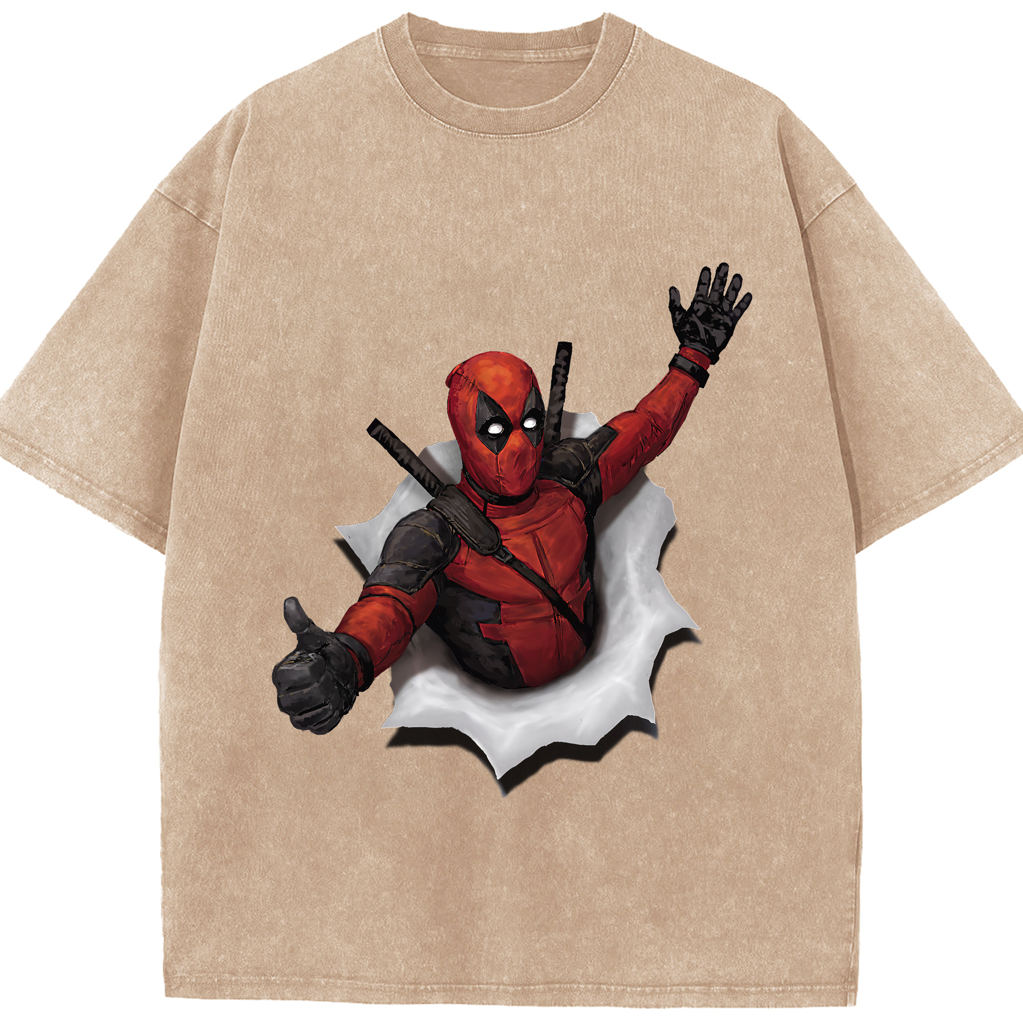 （画像用） Deadpool デッドプール 綿100% ヴィンテージ風 半袖Tシャツ（フロントプリント）