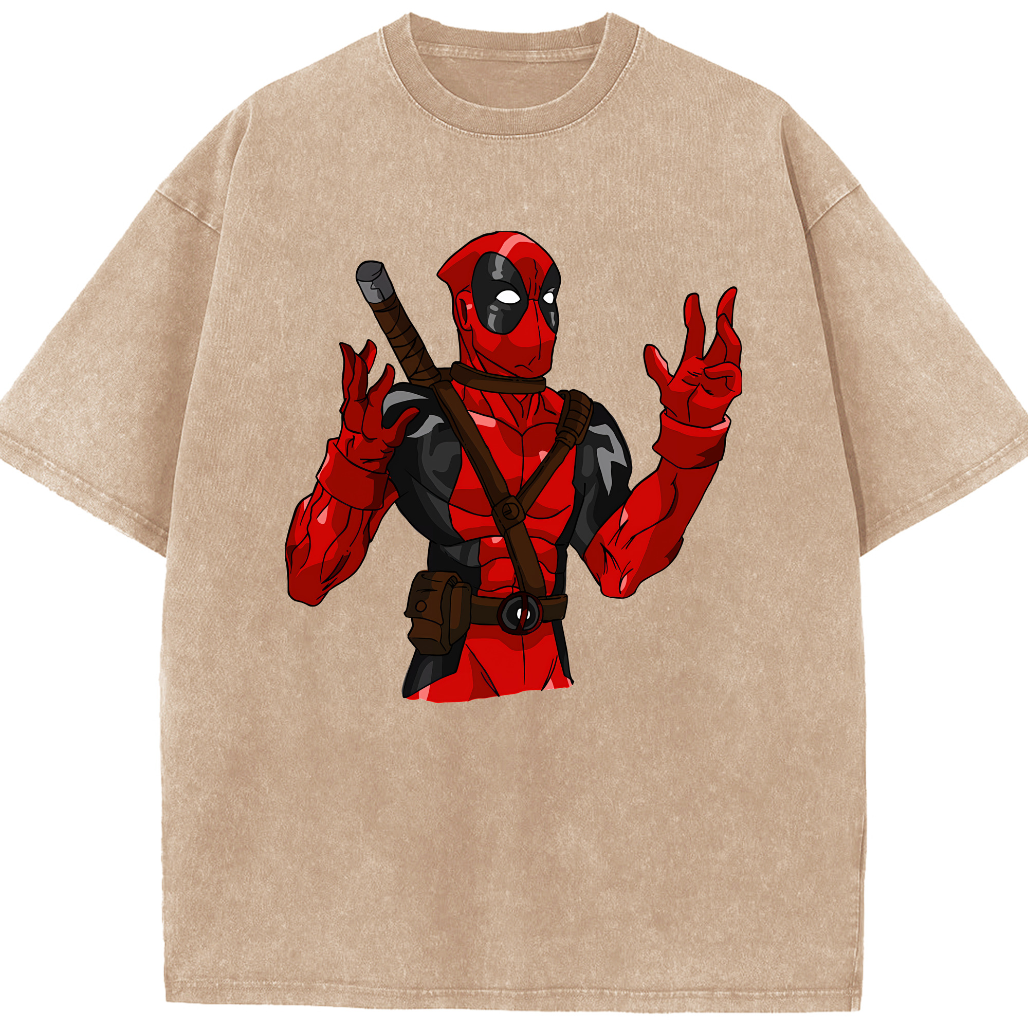 （画像用） Deadpool デッドプール 綿100% ヴィンテージ風 半袖Tシャツ（フロントプリント）