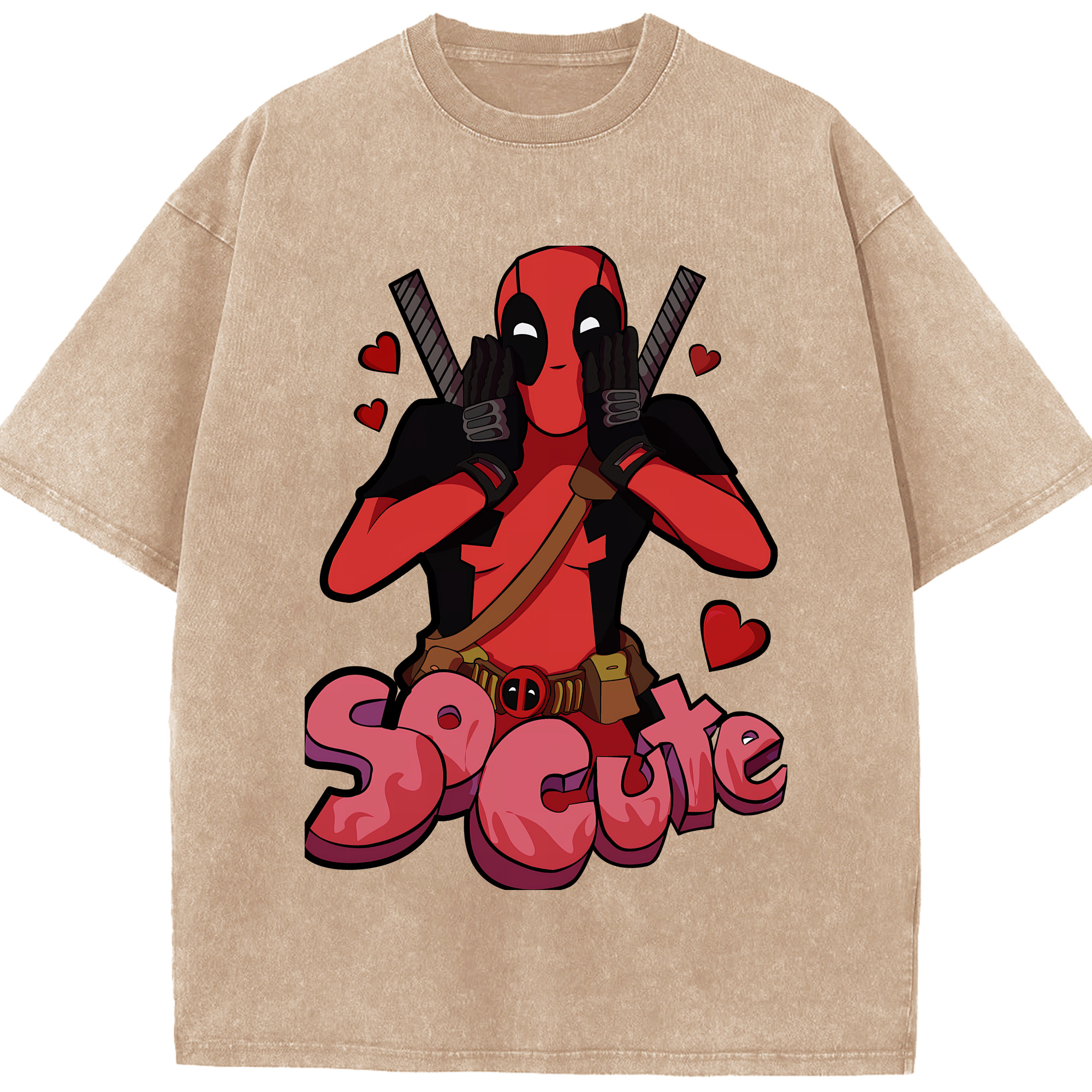 （画像用） Deadpool デッドプール 綿100% ヴィンテージ風 半袖Tシャツ（フロントプリント）