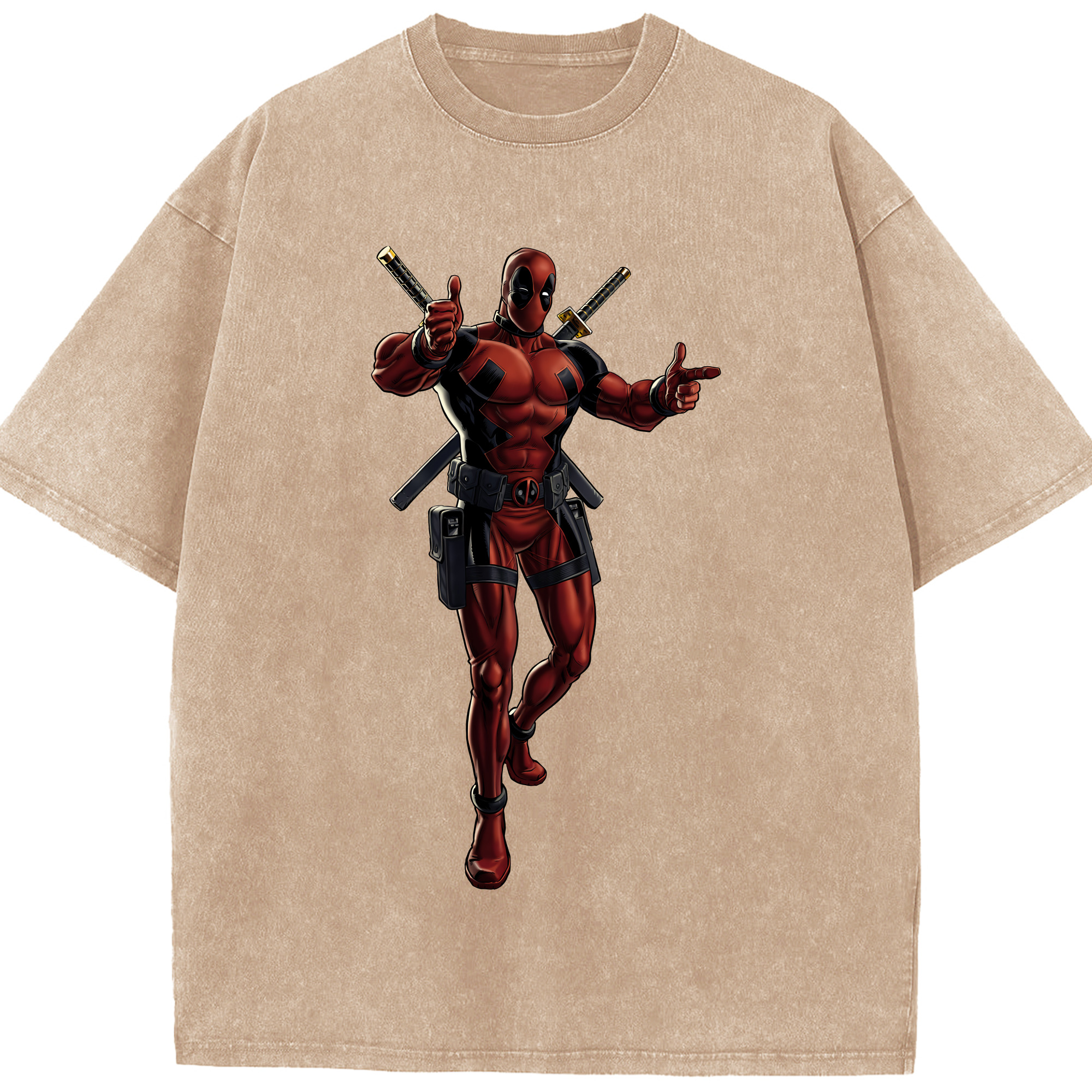 （画像用） Deadpool デッドプール 綿100% ヴィンテージ風 半袖Tシャツ（フロントプリント）