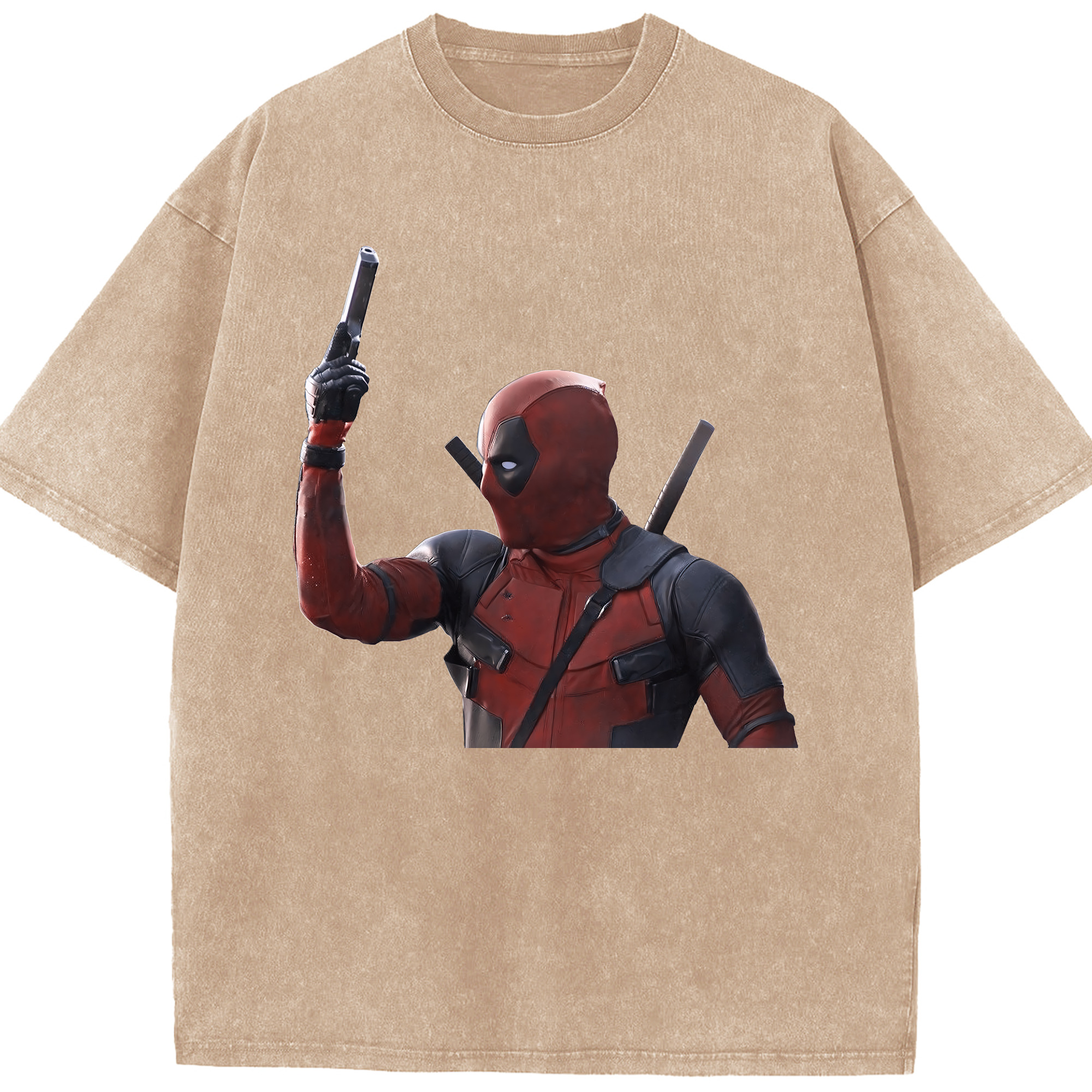 （画像用） Deadpool デッドプール 綿100% ヴィンテージ風 半袖Tシャツ（フロントプリント）