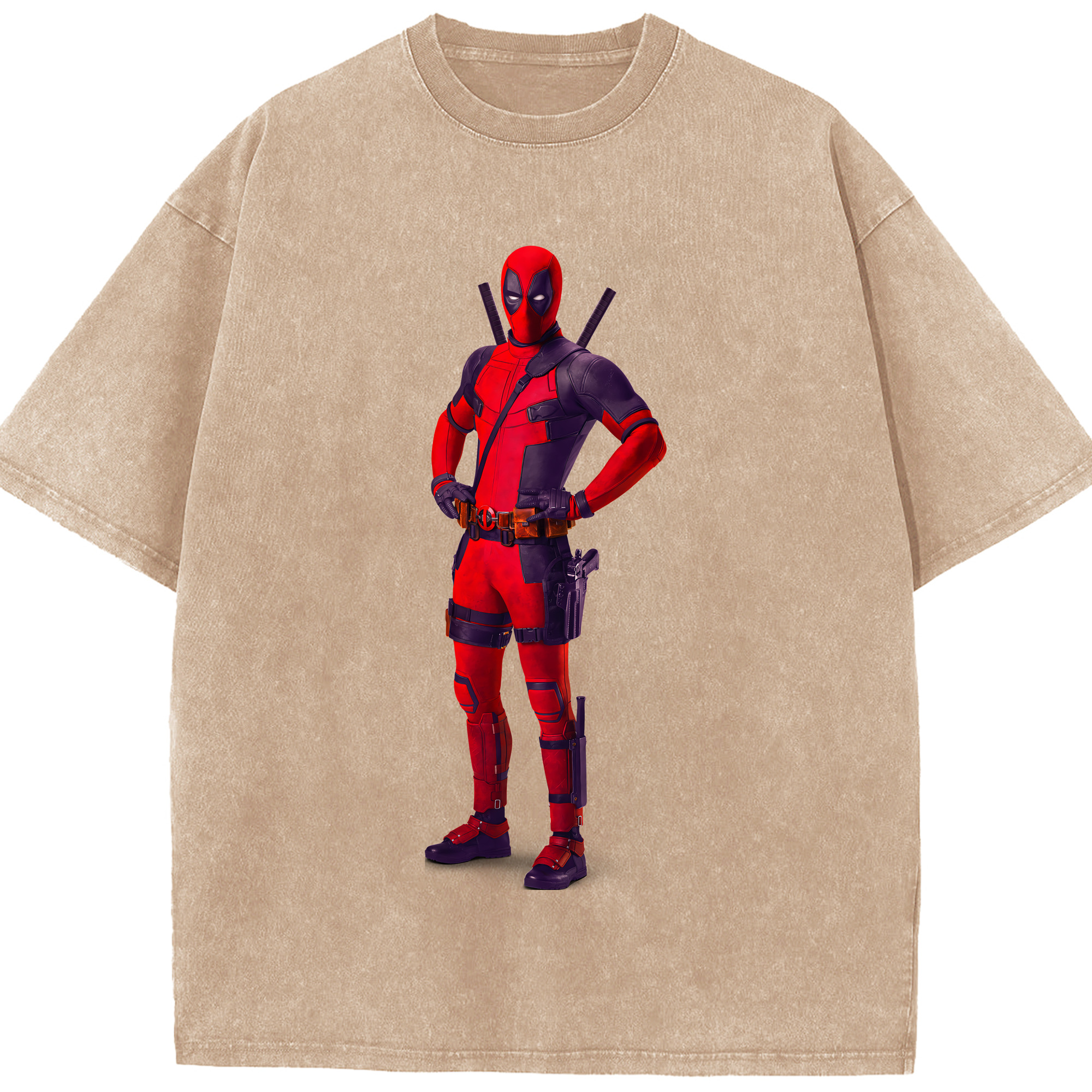 （画像用） Deadpool デッドプール 綿100% ヴィンテージ風 半袖Tシャツ（フロントプリント）