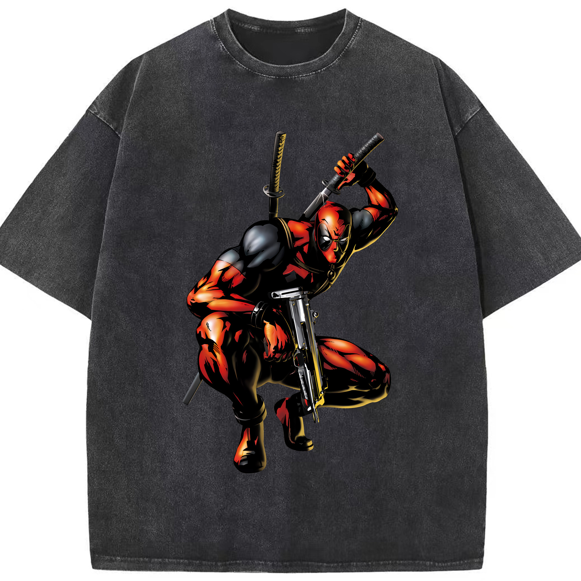 （画像用） Deadpool デッドプール 綿100% ヴィンテージ風 半袖Tシャツ（フロントプリント）