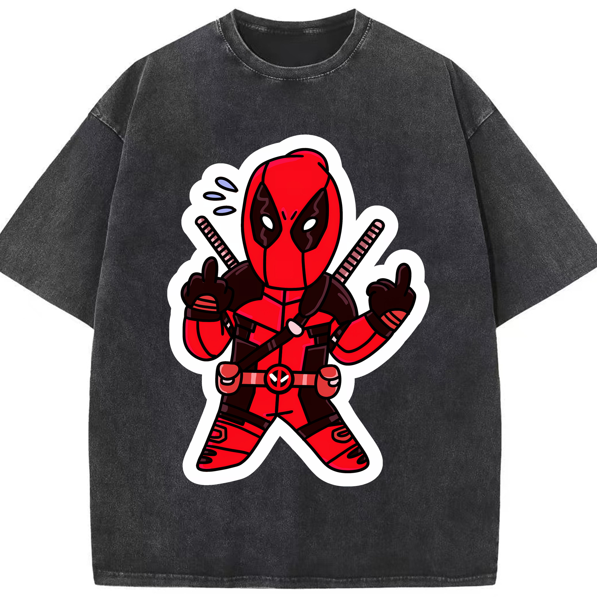 （画像用） Deadpool デッドプール 綿100% ヴィンテージ風 半袖Tシャツ（フロントプリント）