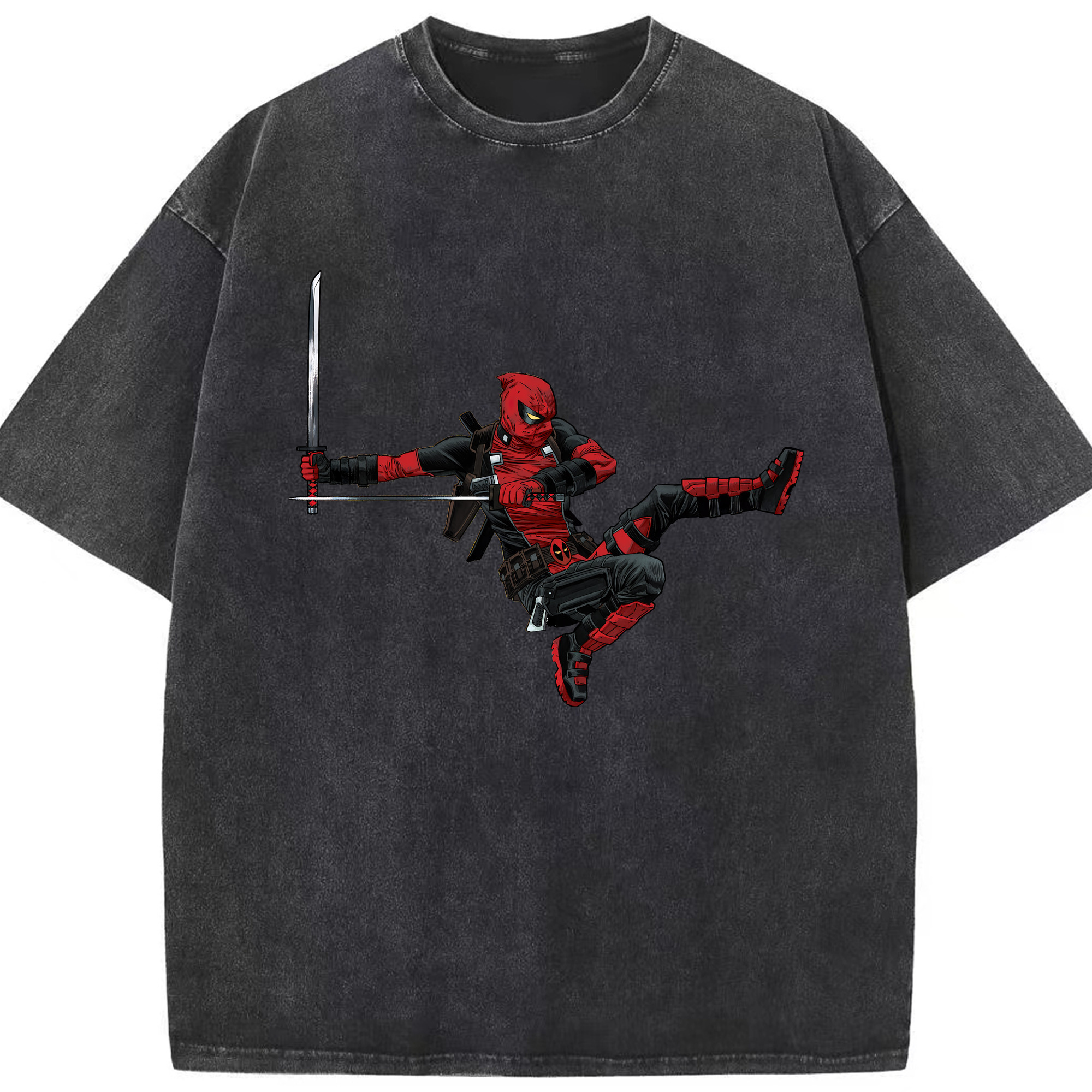 （画像用） Deadpool デッドプール 綿100% ヴィンテージ風 半袖Tシャツ（フロントプリント）