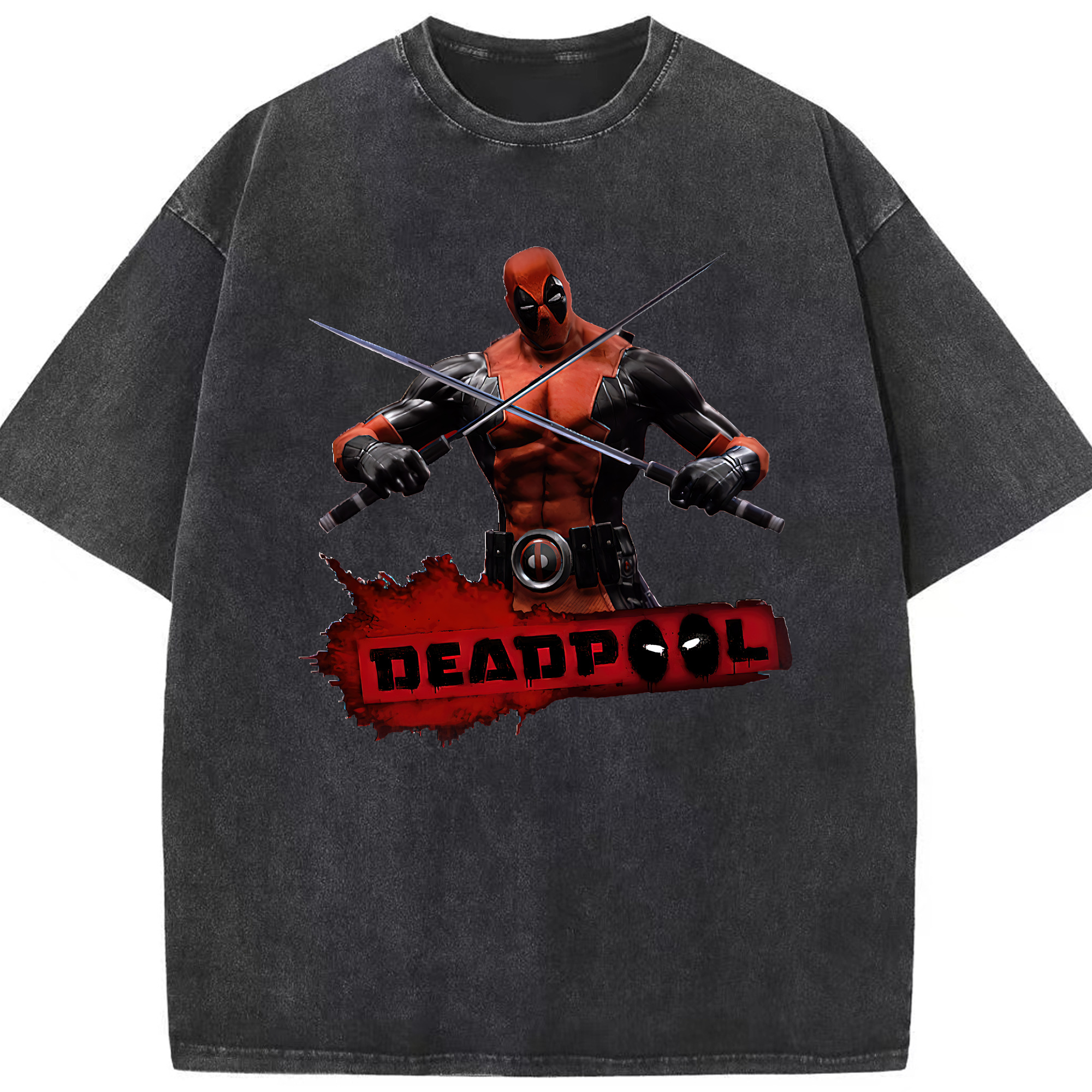 （画像用） Deadpool デッドプール 綿100% ヴィンテージ風 半袖Tシャツ（フロントプリント）