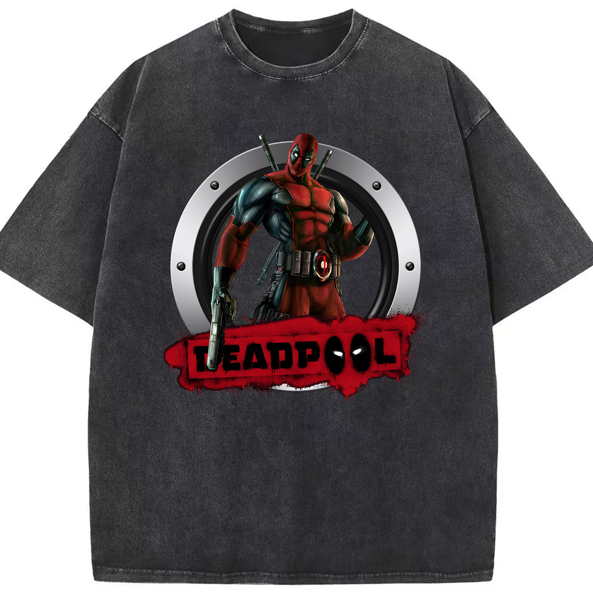 （画像用） Deadpool デッドプール 綿100% ヴィンテージ風 半袖Tシャツ（フロントプリント）