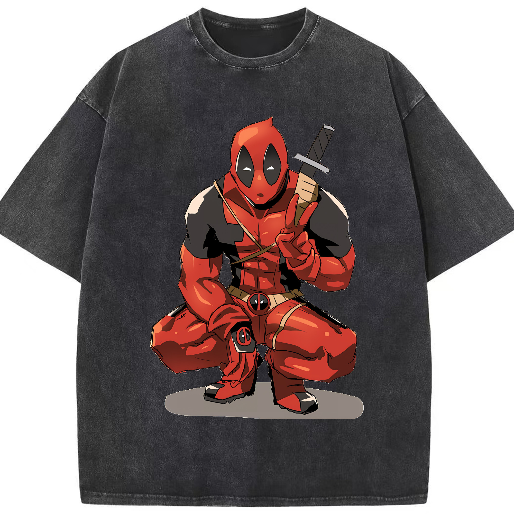（画像用） Deadpool デッドプール 綿100% ヴィンテージ風 半袖Tシャツ（フロントプリント）