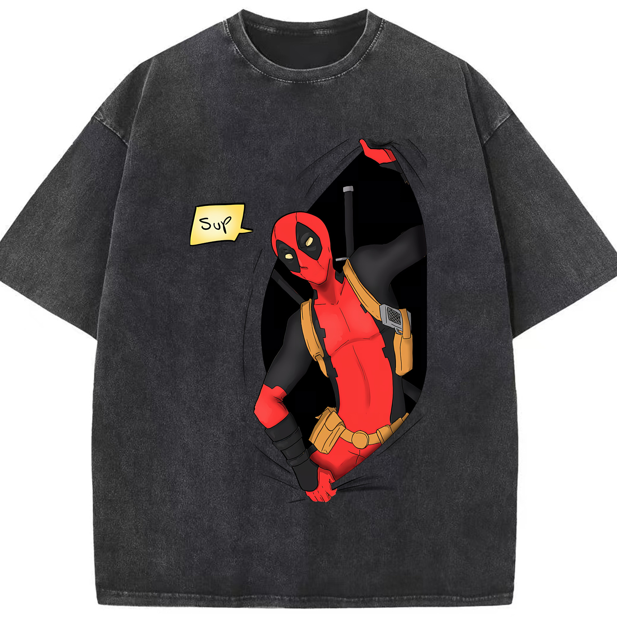（画像用） Deadpool デッドプール 綿100% ヴィンテージ風 半袖Tシャツ（フロントプリント）