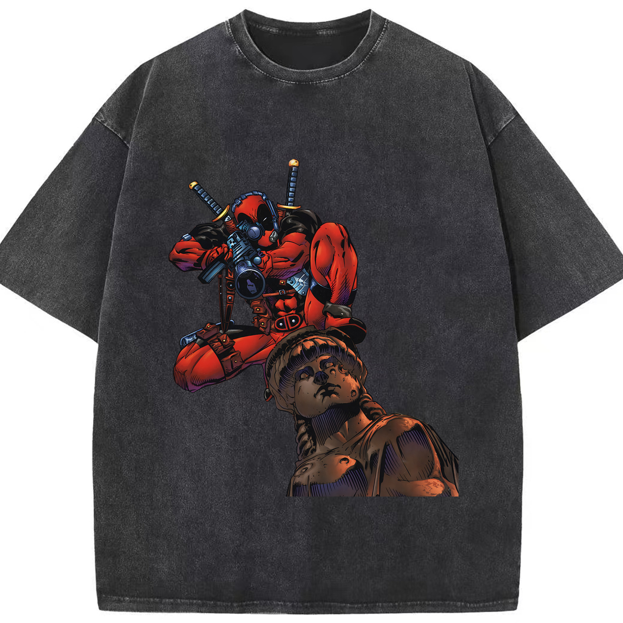 （画像用） Deadpool デッドプール 綿100% ヴィンテージ風 半袖Tシャツ（フロントプリント）