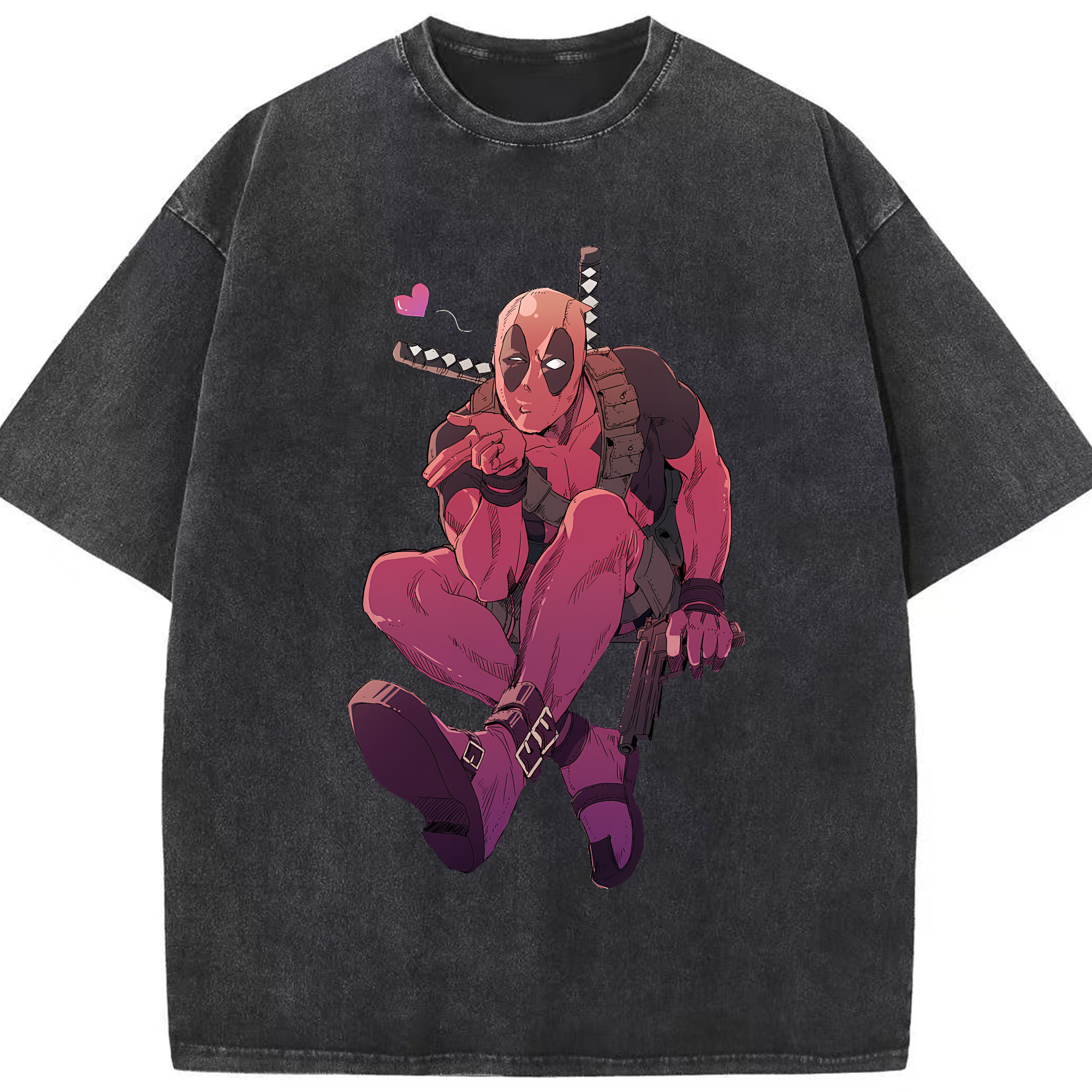 （画像用） Deadpool デッドプール 綿100% ヴィンテージ風 半袖Tシャツ（フロントプリント）